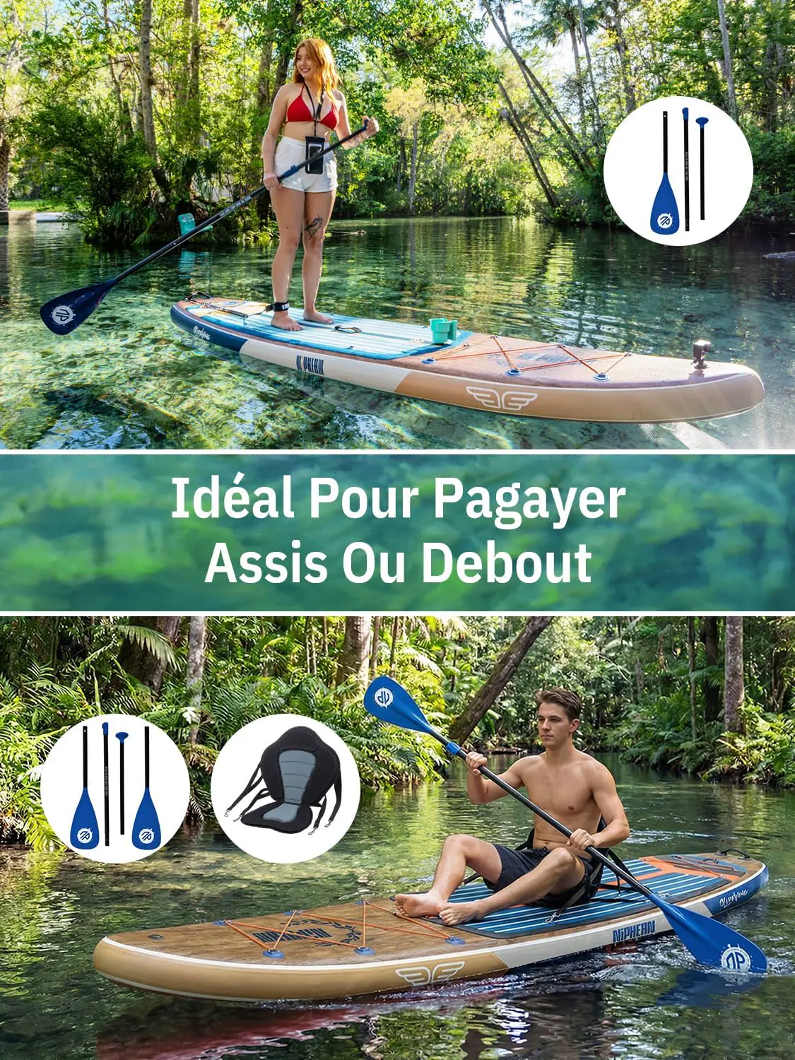 Paddle gonflable 2 places 83X15cm vue 7