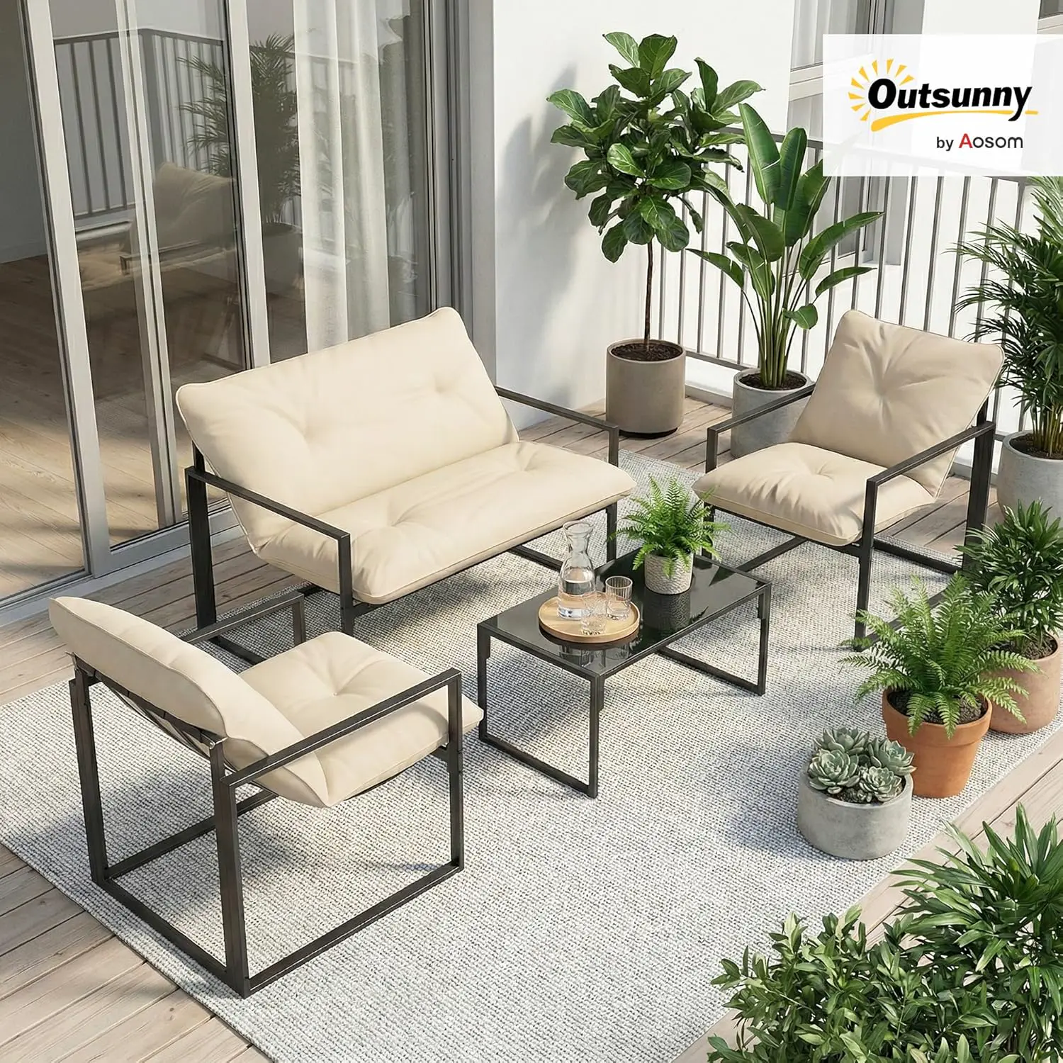 Salon de jardin 2 places en acier gris 70 x 67 vue 2