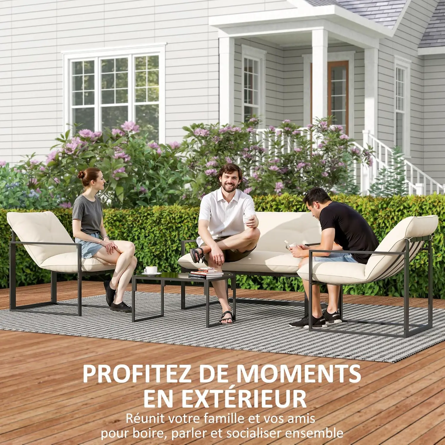 Salon de jardin 2 places en acier gris 70 x 67 vue 6