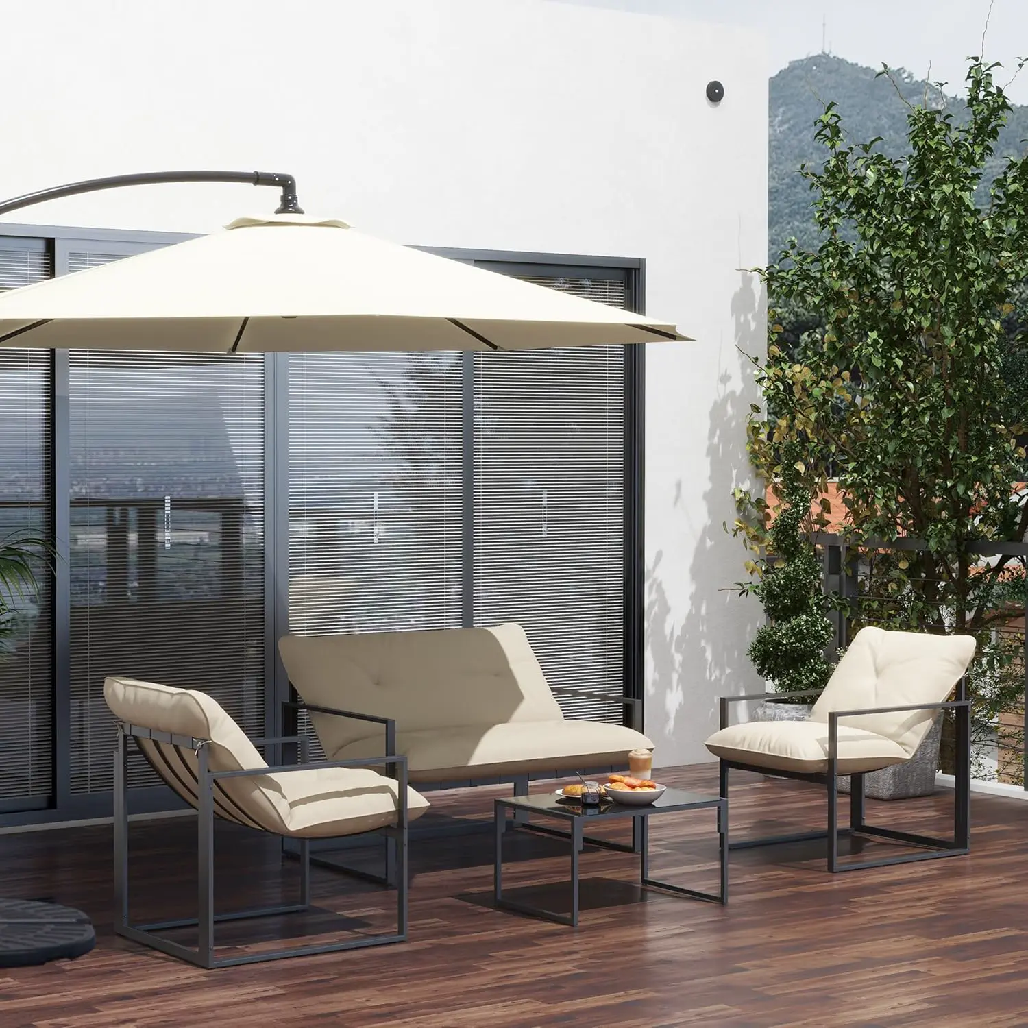 Salon de jardin 2 places en acier gris 70 x 67 vue 9