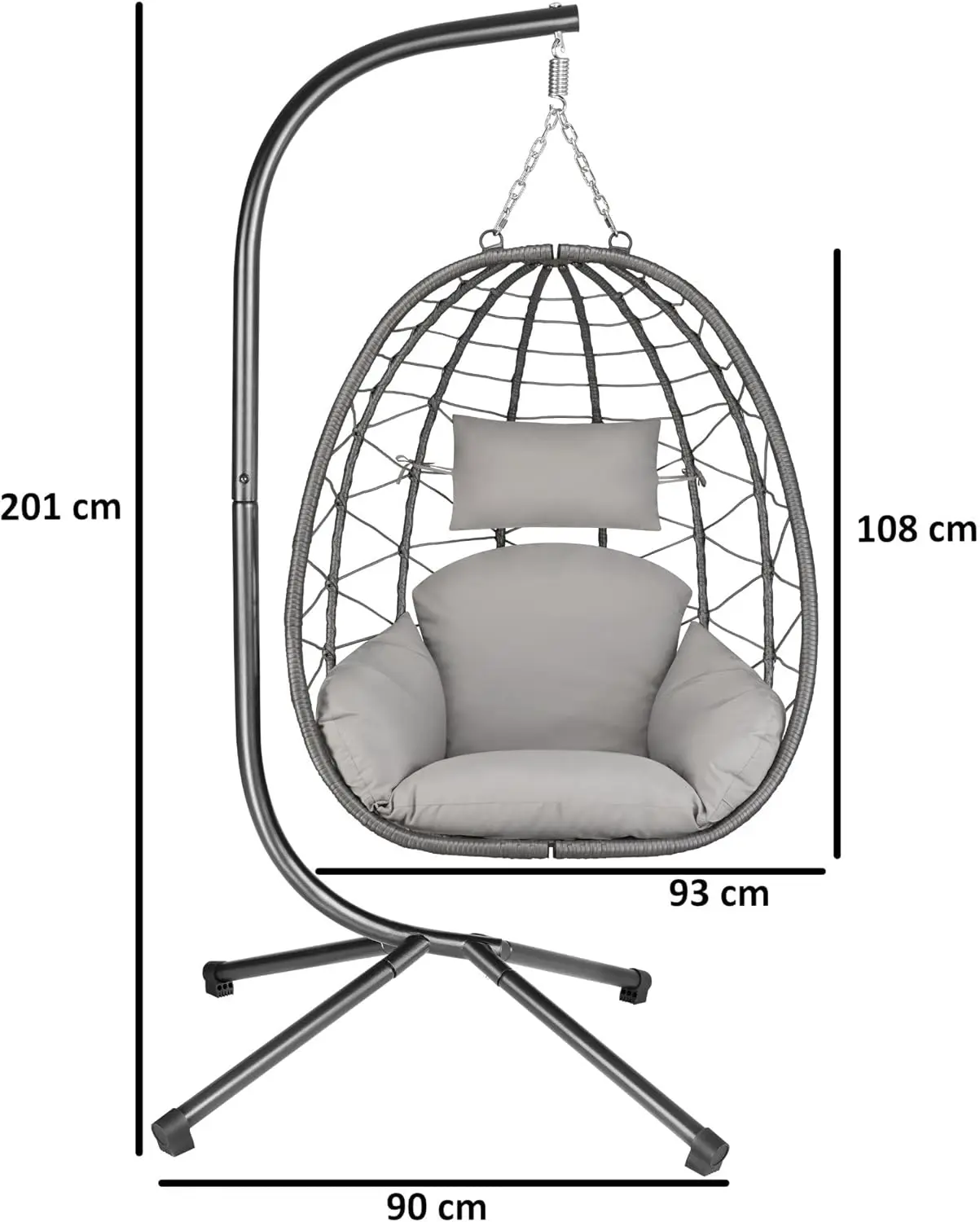 Fauteuils suspendus en acier gris vue 3