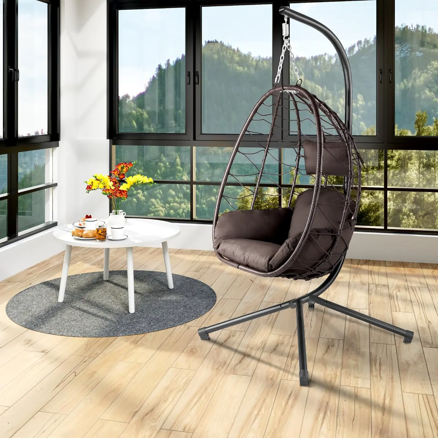 Fauteuils suspendus en acier marron 56 x 108 cm vue 2