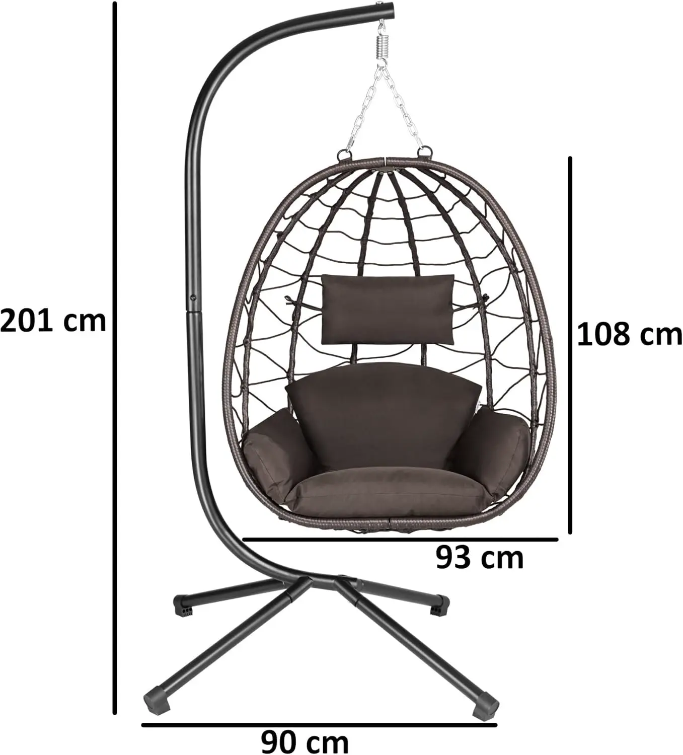 Fauteuils suspendus en acier marron 56 x 108 cm vue 3