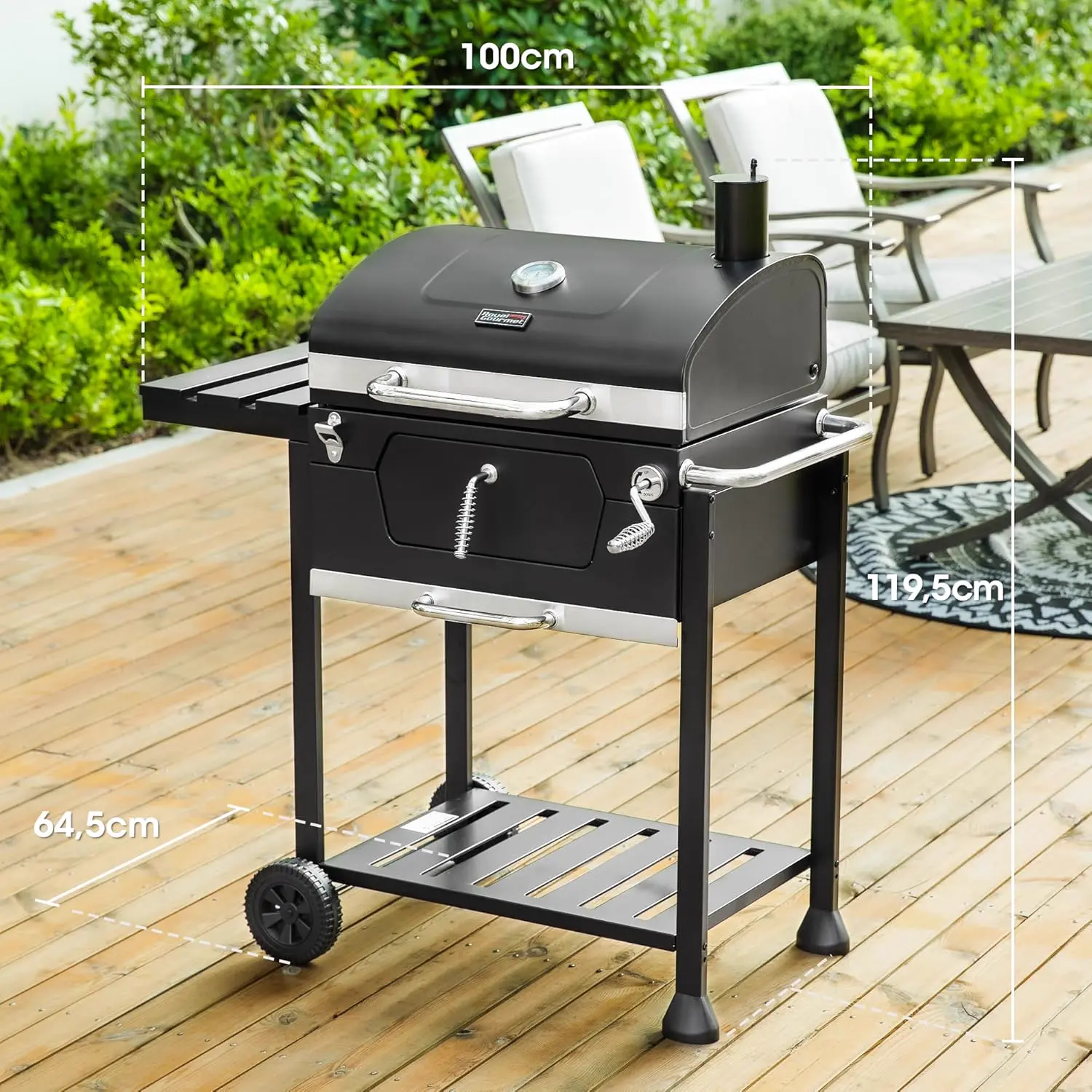 Barbecue à charbon en acier noir 59 x 42 cm vue 3
