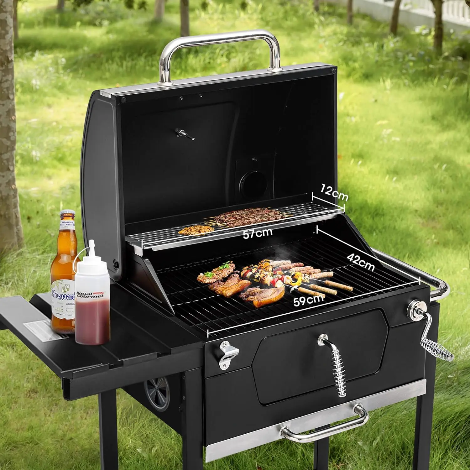 Barbecue à charbon en acier noir 59 x 42 cm vue 4