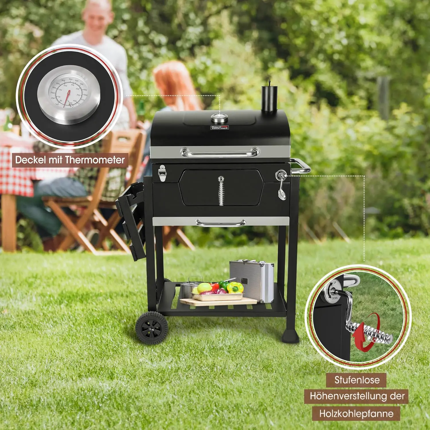 Barbecue à charbon en acier noir 59 x 42 cm vue 5