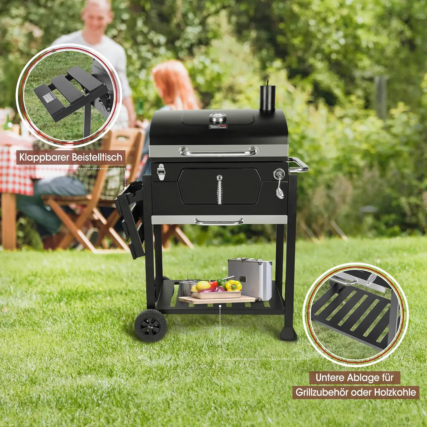 Barbecue à charbon en acier noir 59 x 42 cm vue 6