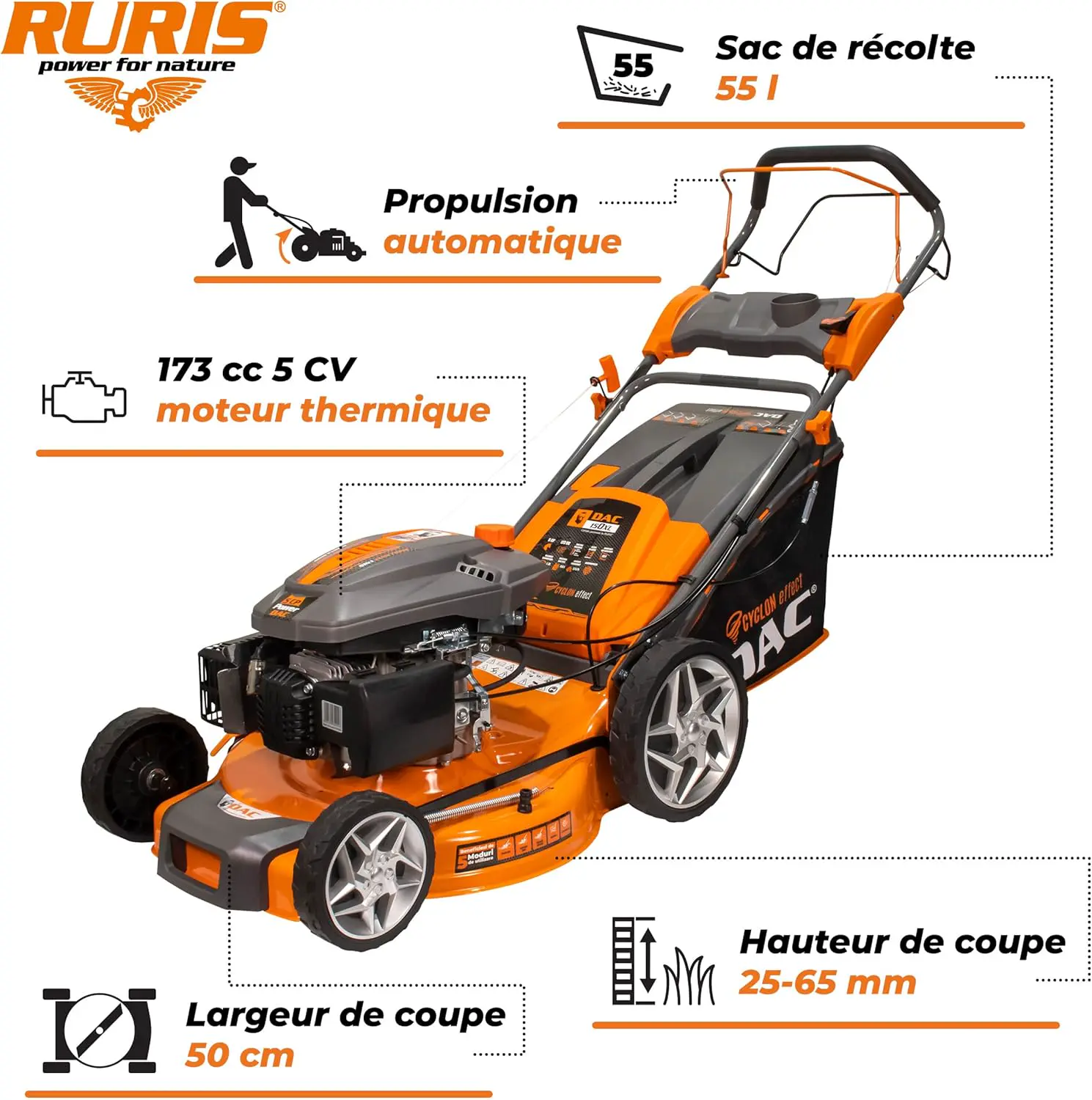 Tondeuse autoportée en acier orange 2000 m² vue 2