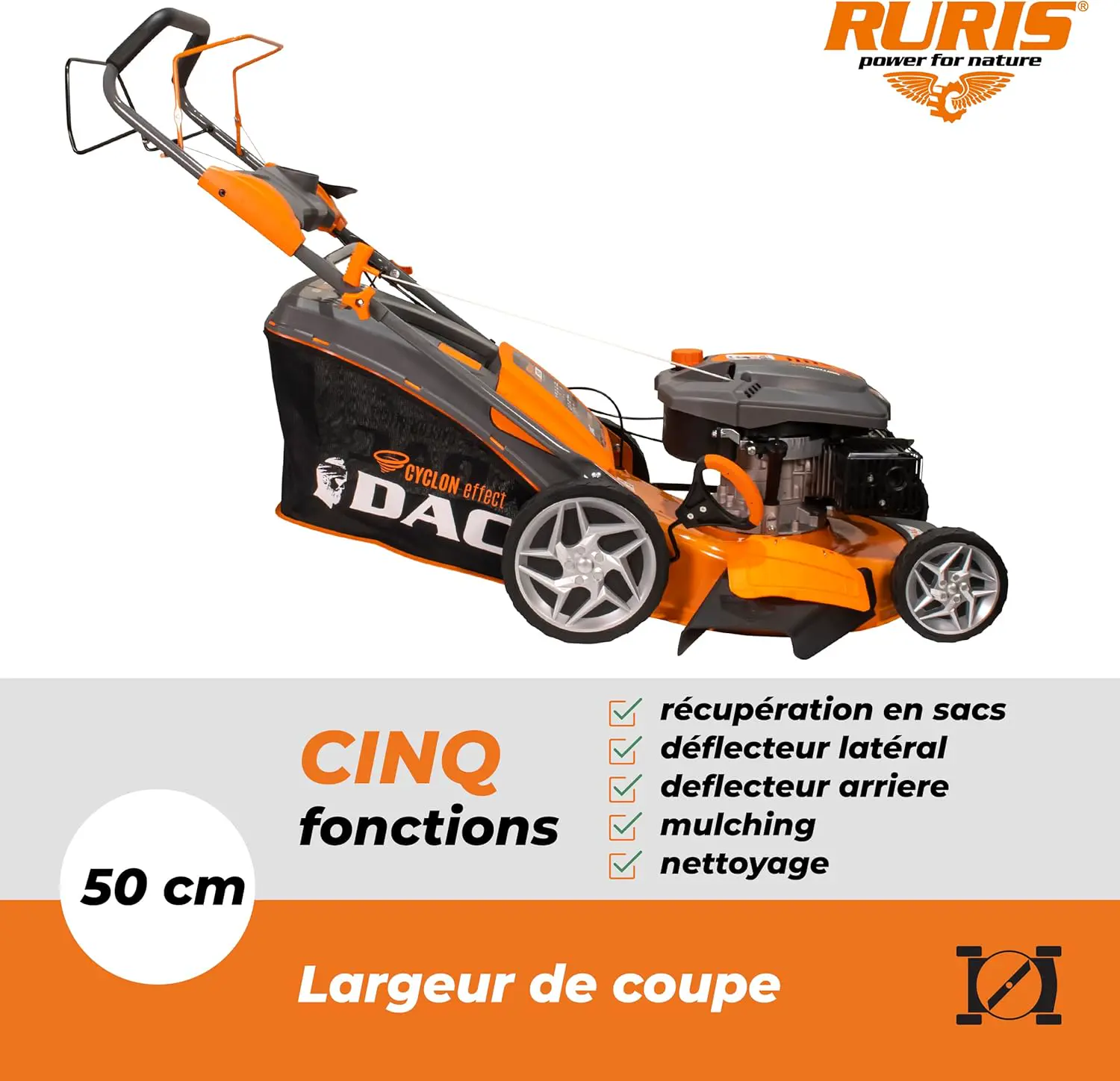 Tondeuse autoportée en acier orange 2000 m² vue 3