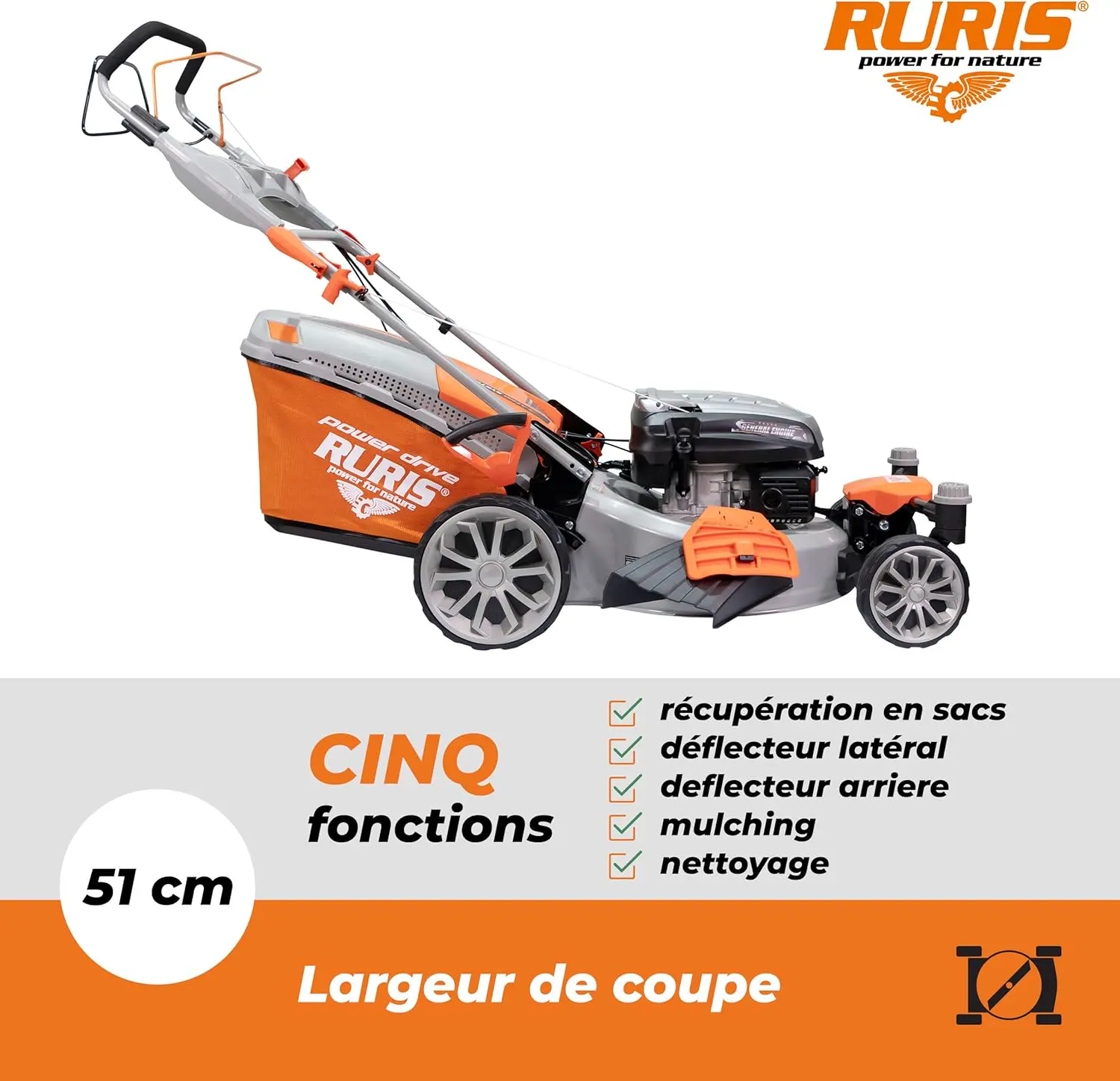 Tondeuse autoportée en acier orange vue 3