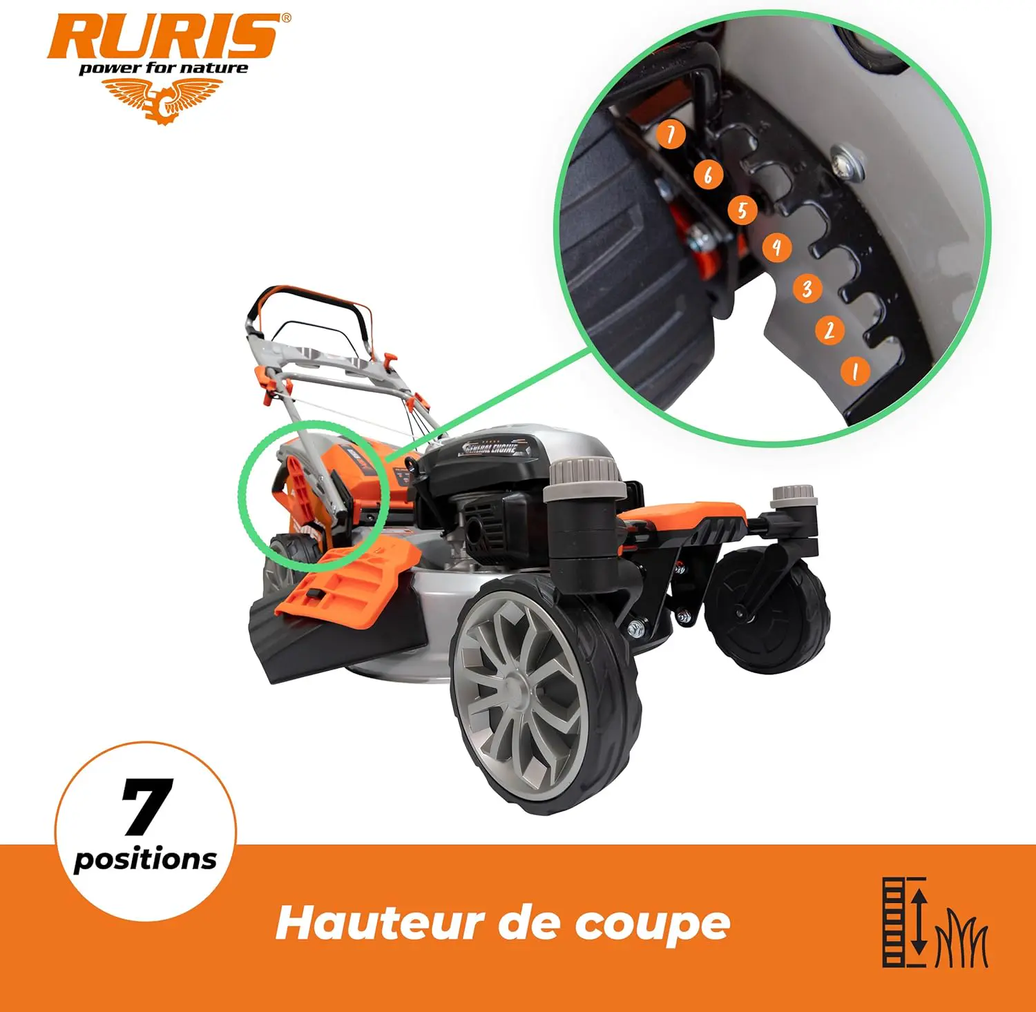 Tondeuse autoportée en acier orange vue 4