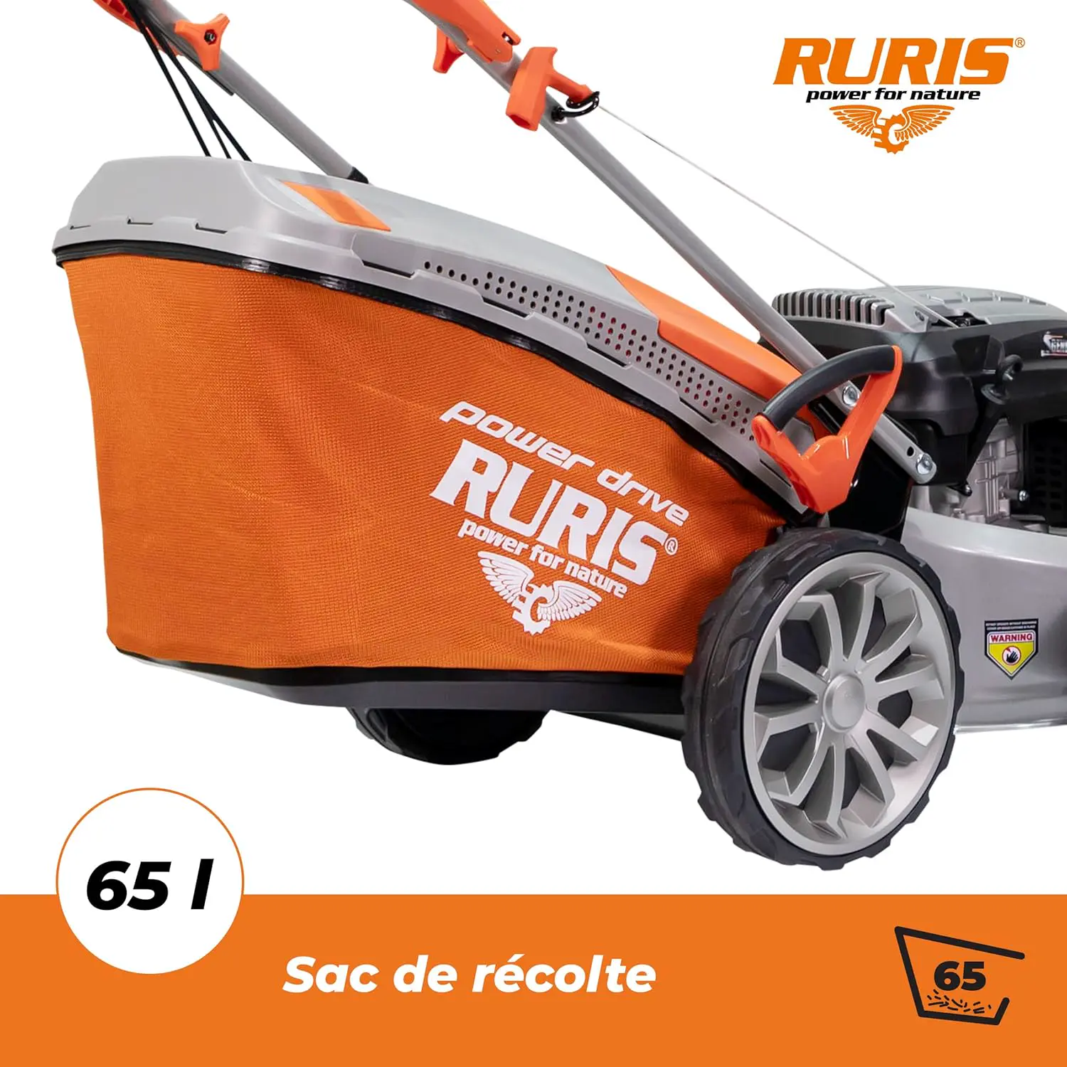 Tondeuse autoportée en acier orange vue 5