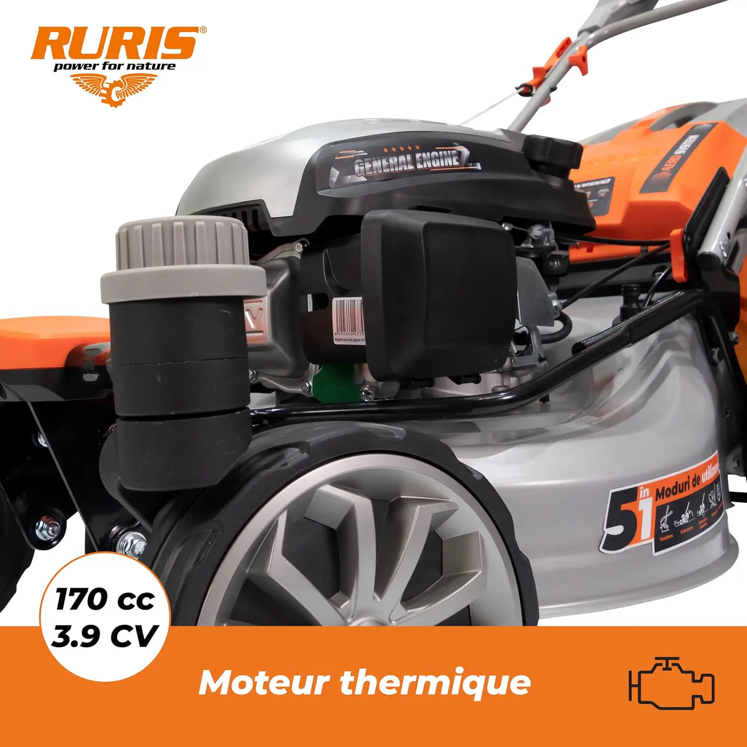 Tondeuse autoportée en acier orange vue 6