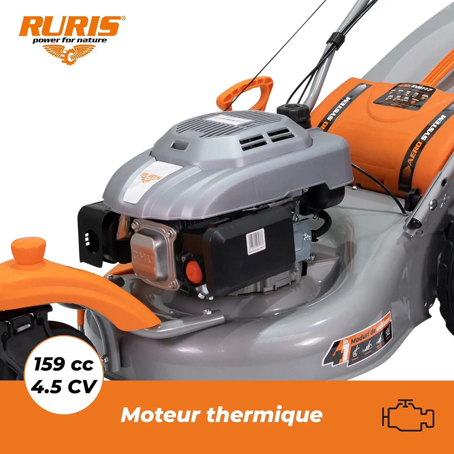 Tondeuse autoportée en acier orange vue 6