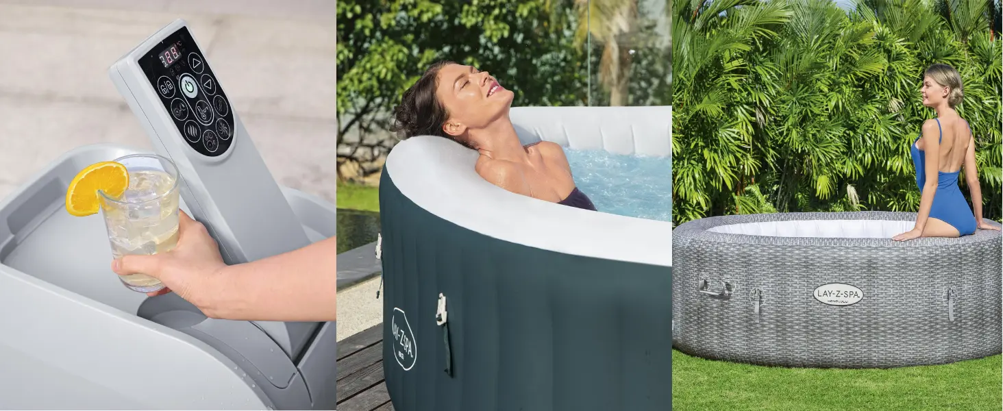 Spa gonflable 2 personnes 7 places gris 107X 71 — contenu détaillé 2