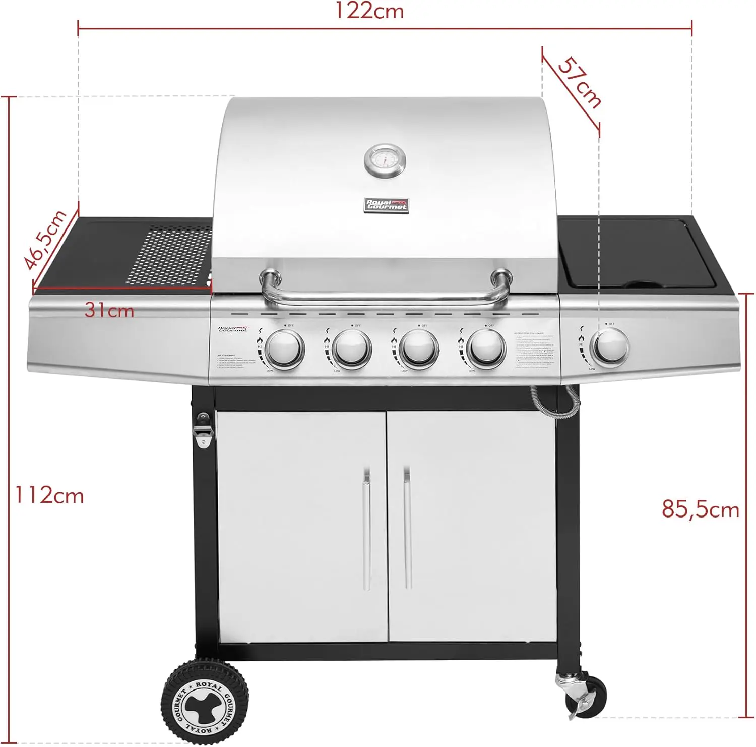 Barbecue à gaz en acier 60 x 42 cm vue 3