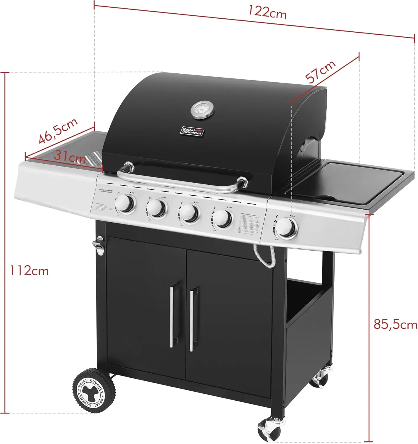 Barbecue à gaz en acier noir 60 x 42 cm vue 3