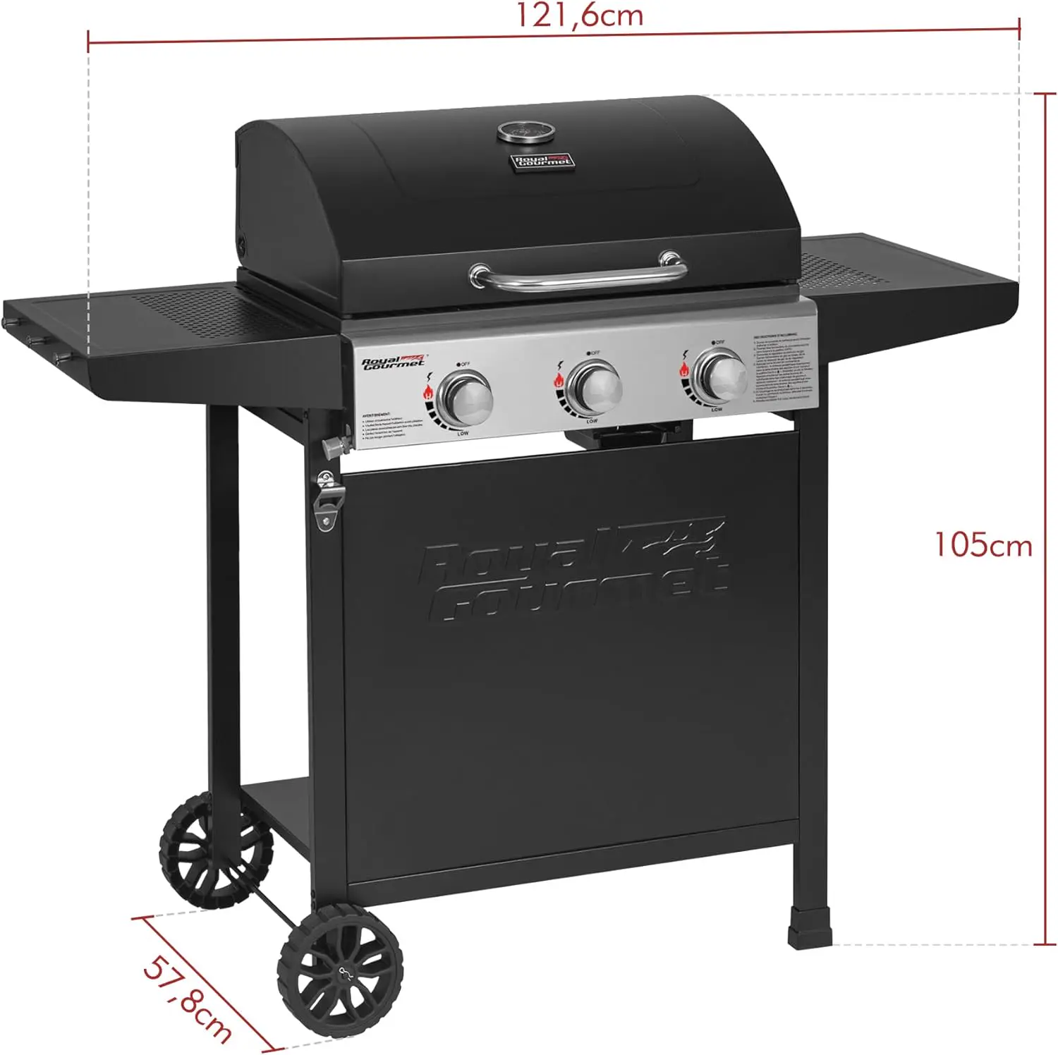 Barbecue à gaz 10 places en acier 60 x 42 cm vue 3