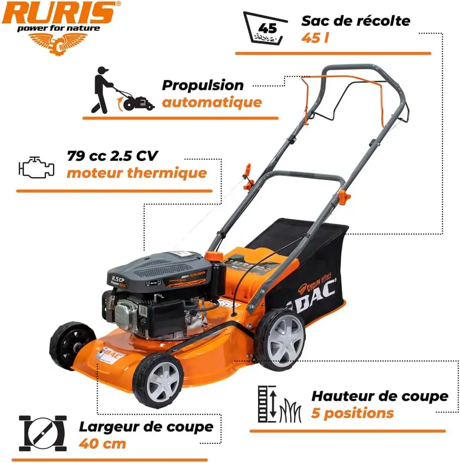 Tondeuse autoportée en acier orange 1300 m² vue 2