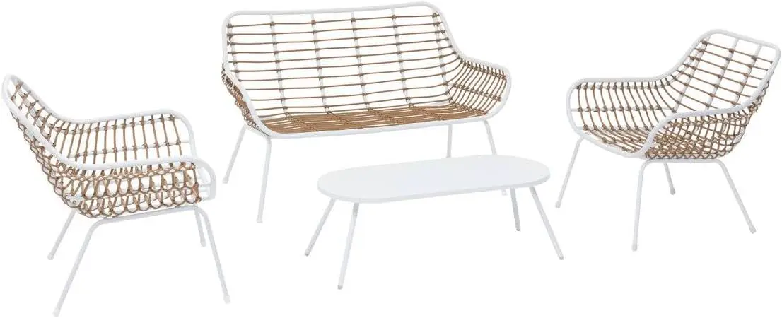 Salon de jardin 4 places en acier gris 0,77 x 1,48 m vue 2