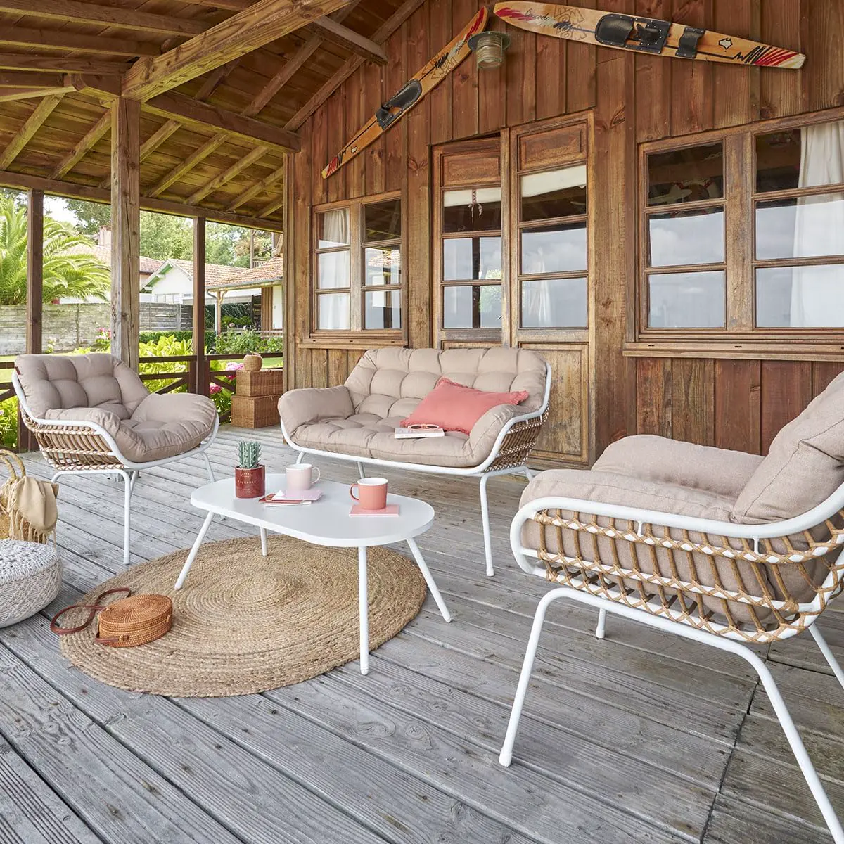 Salon de jardin 4 places en acier gris 0,77 x 1,48 m vue 7