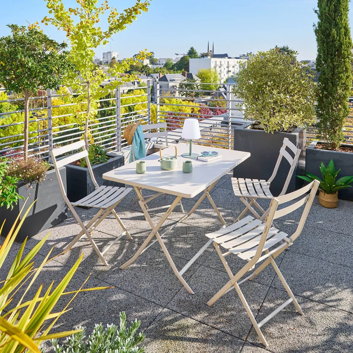 Table de jardin 4 places en acier 110x70cm vue 2