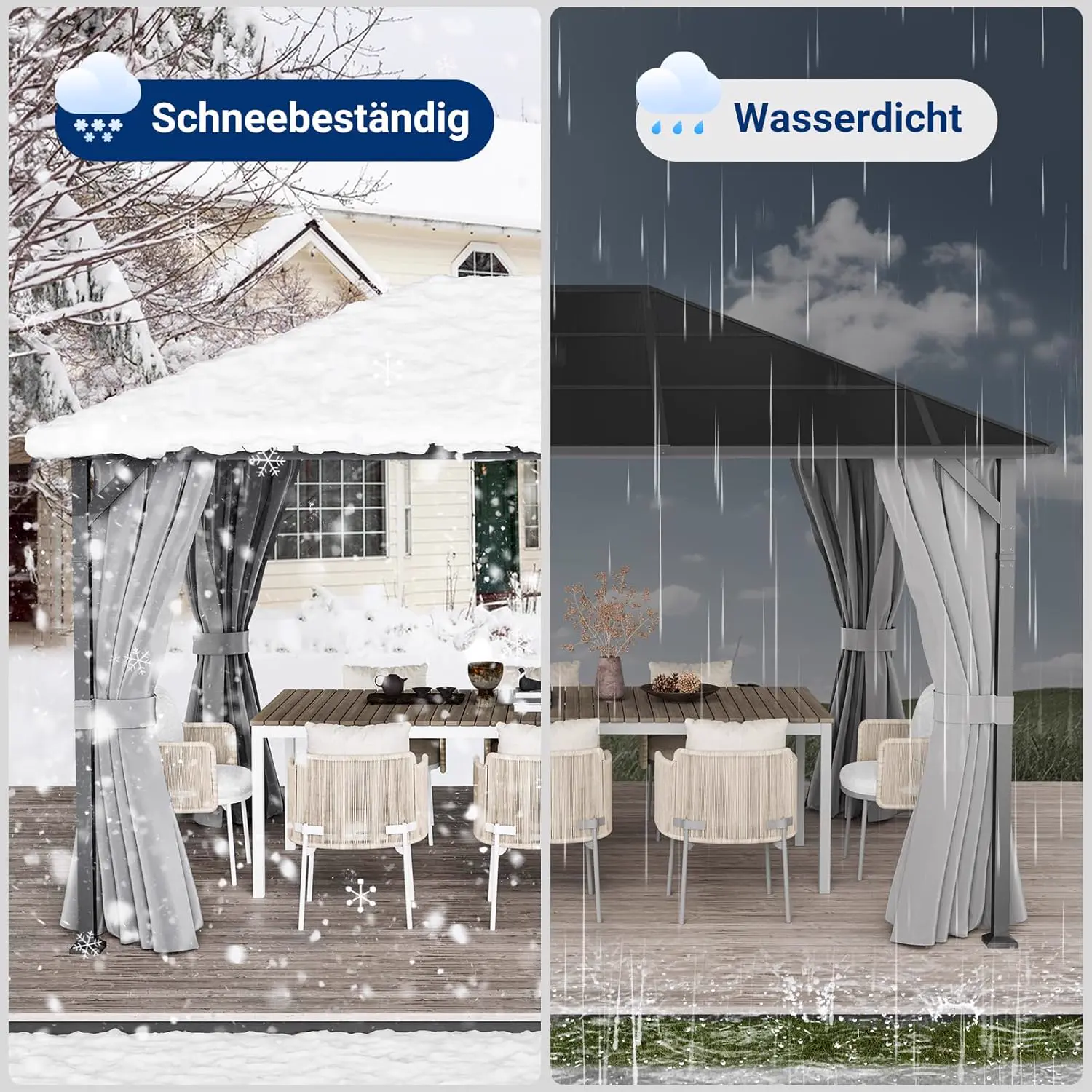 Pergola en métal gris 12 m² vue 7