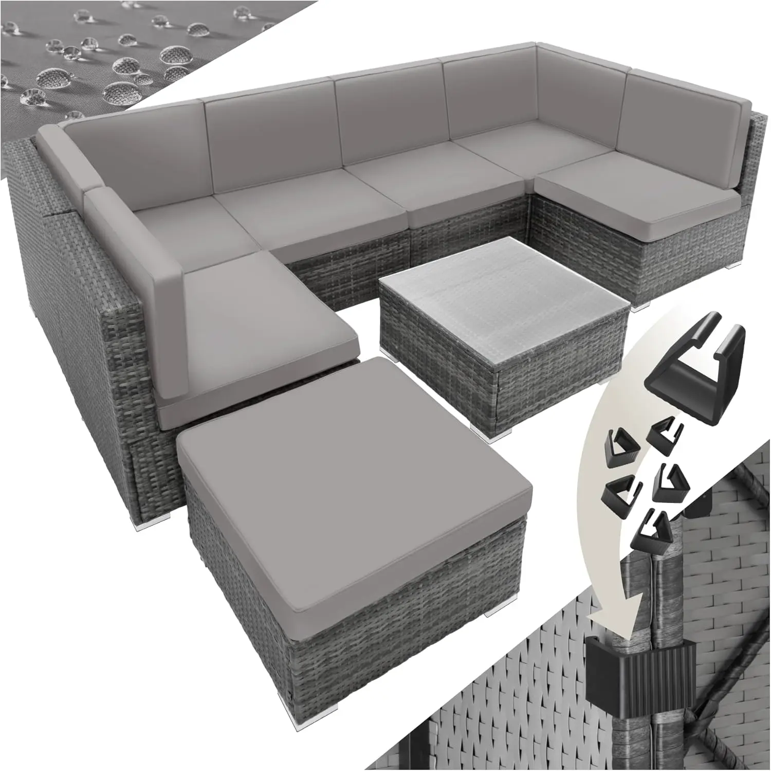 tectake Salon de Jardin en Rotin Salon de Jardin Modulable Confortable