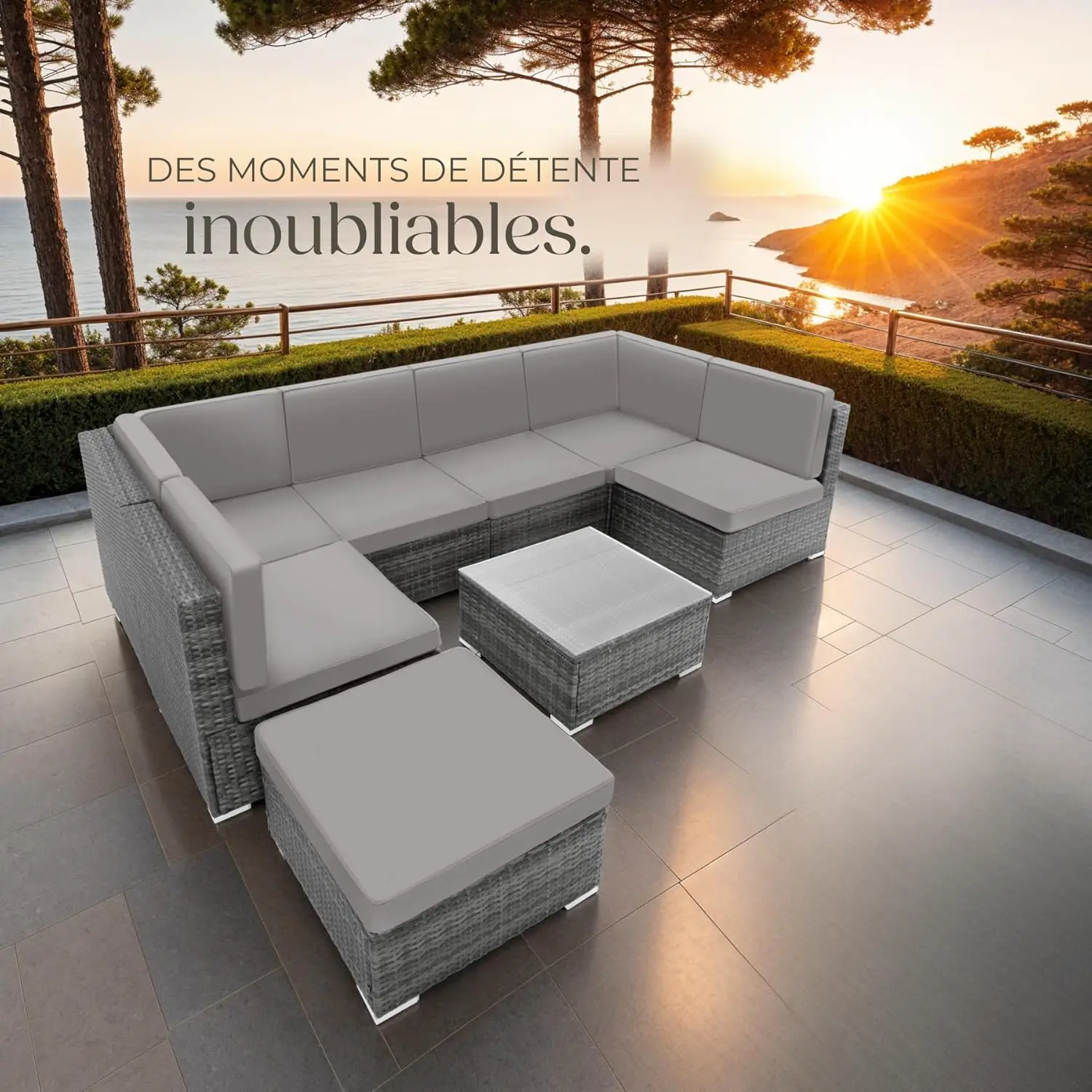 Salon de jardin 6 places en rotin vue 9