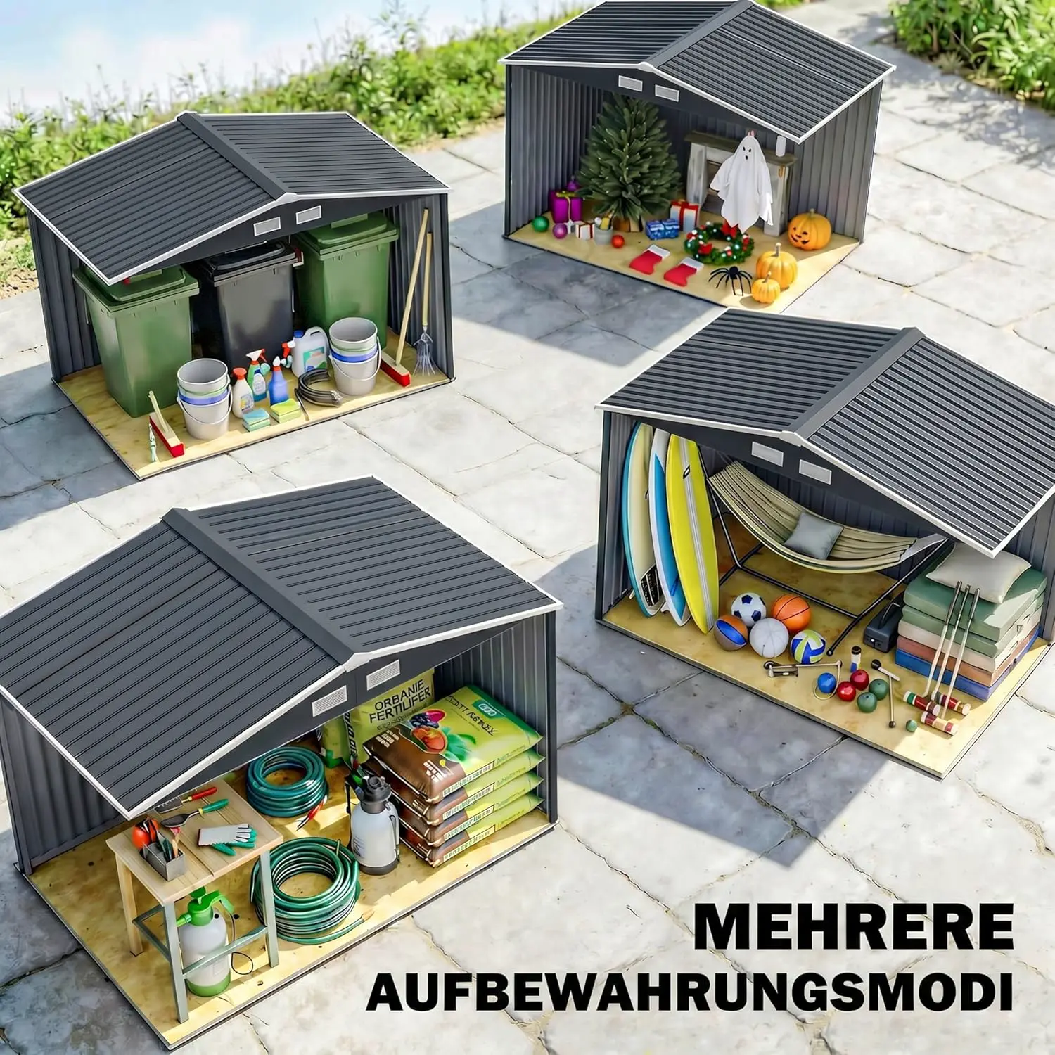 Abri de jardin en métal en acier gris 5,4 m² vue 6