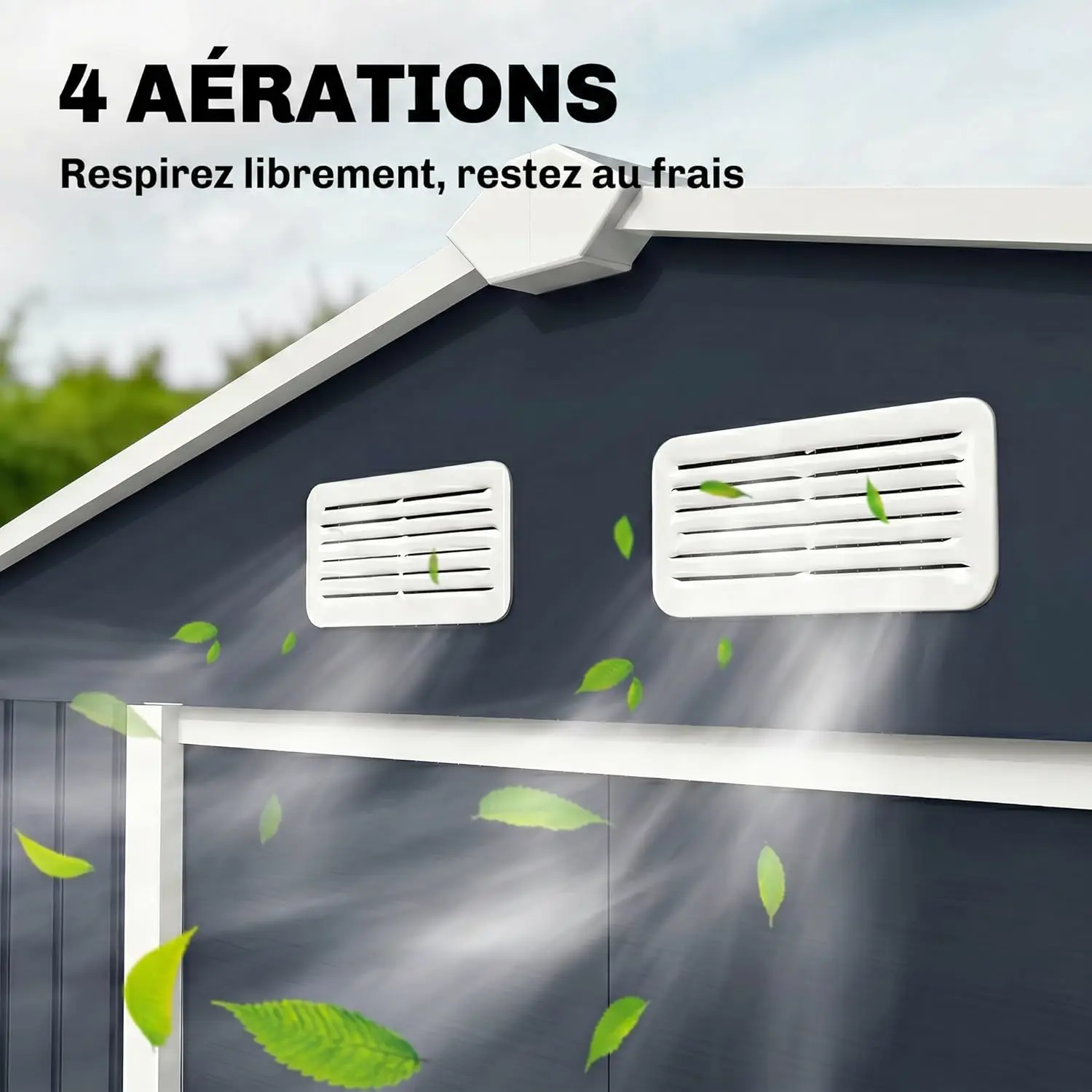 Abri de jardin en métal en acier gris 5,4 m² vue 8