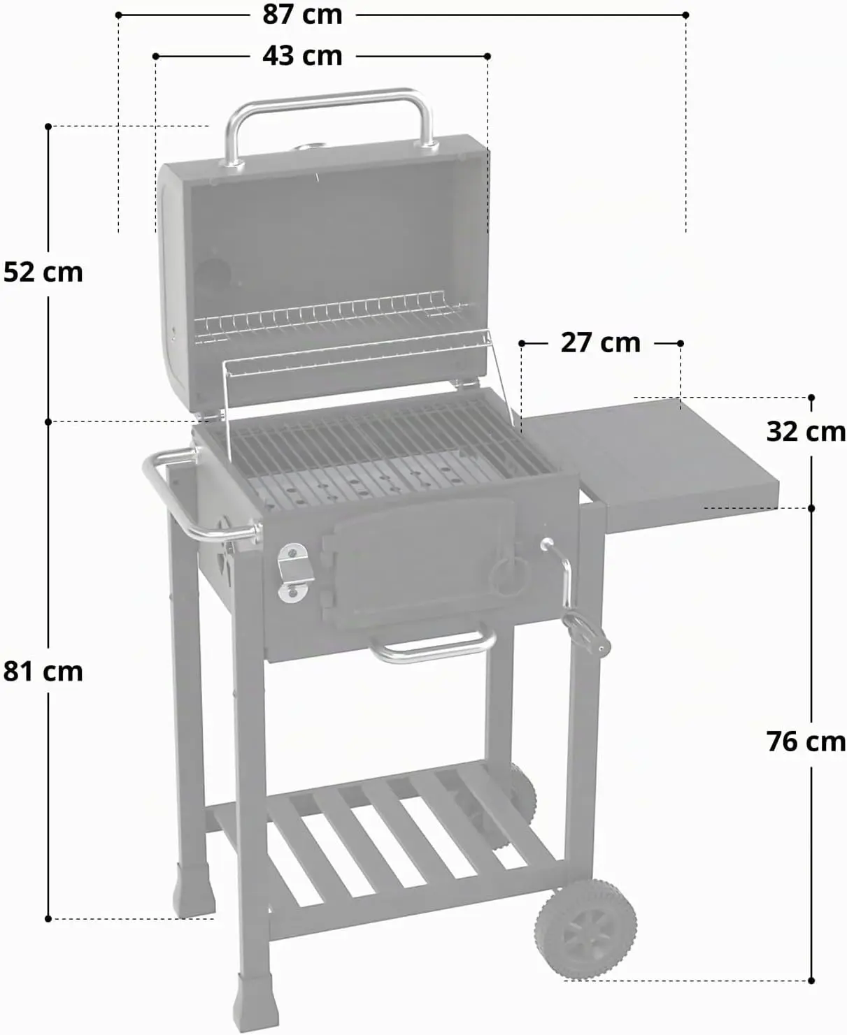 Barbecue à charbon en acier gris 57 x 108 cm vue 3