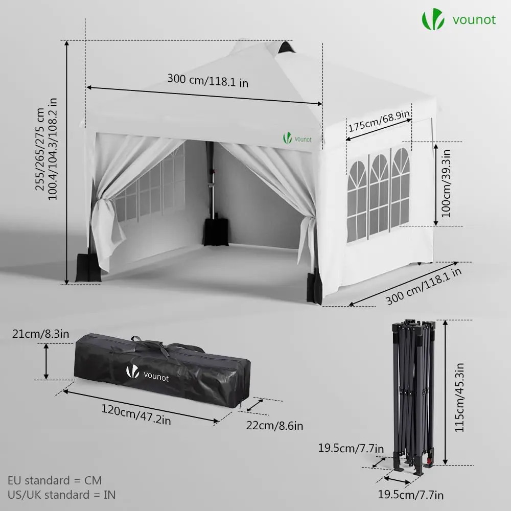 Tonnelle en acier blanc 3x3m vue 6