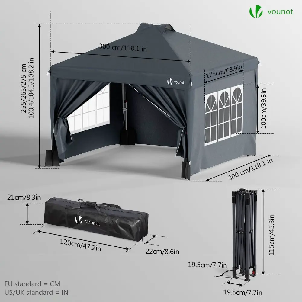 Tonnelle en acier sable 3x3m vue 6