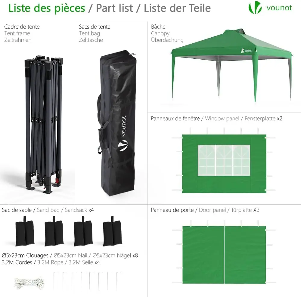 Tonnelle en acier vert 3x3m vue 2