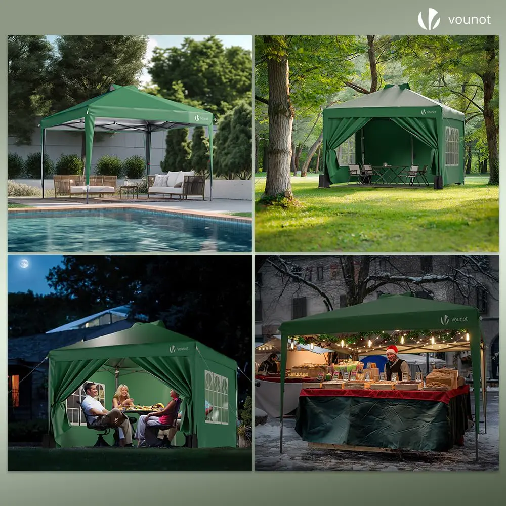 Tonnelle en acier vert 3x3m vue 4