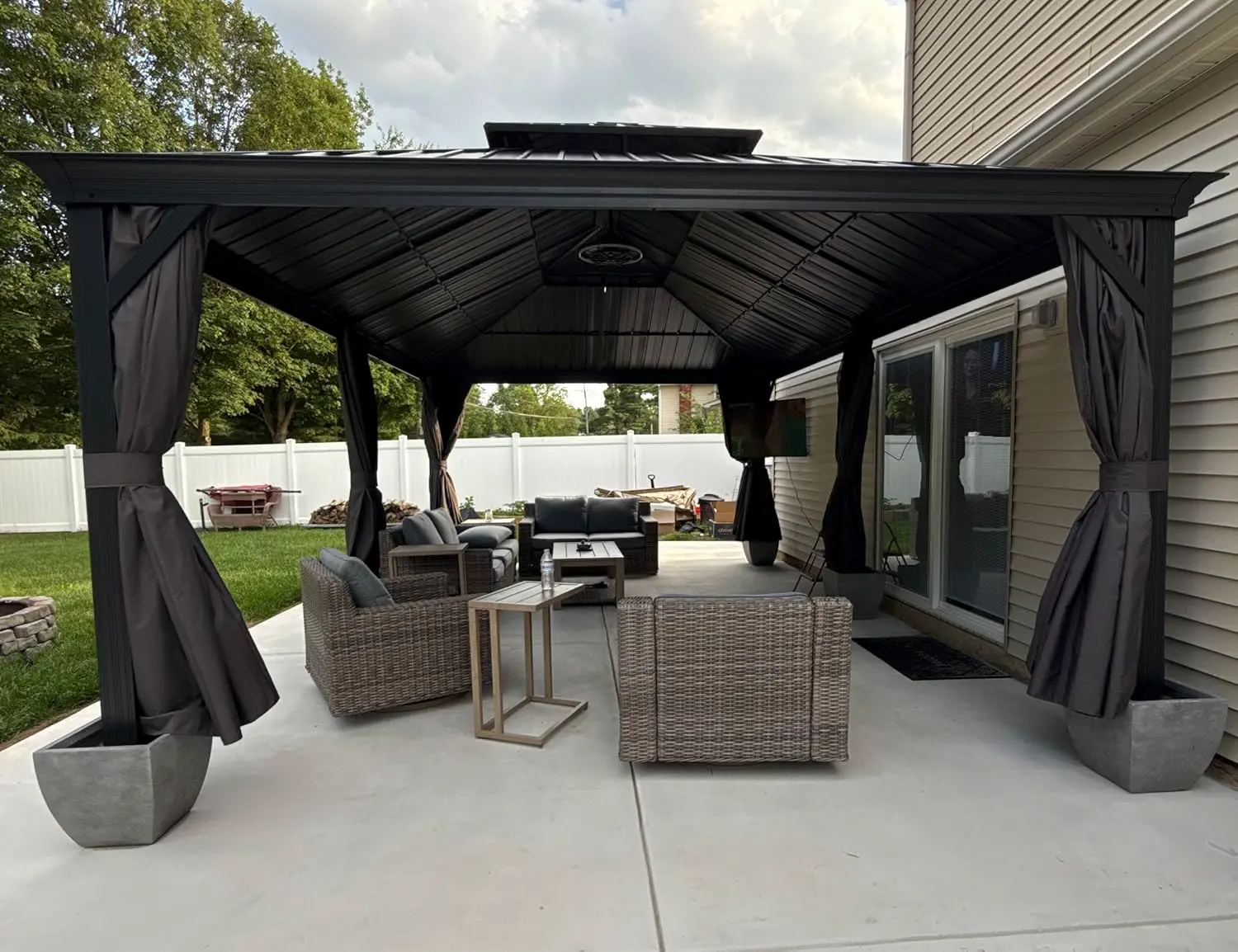 Pergola en aluminium gris 6 x 4,25 m vue 2