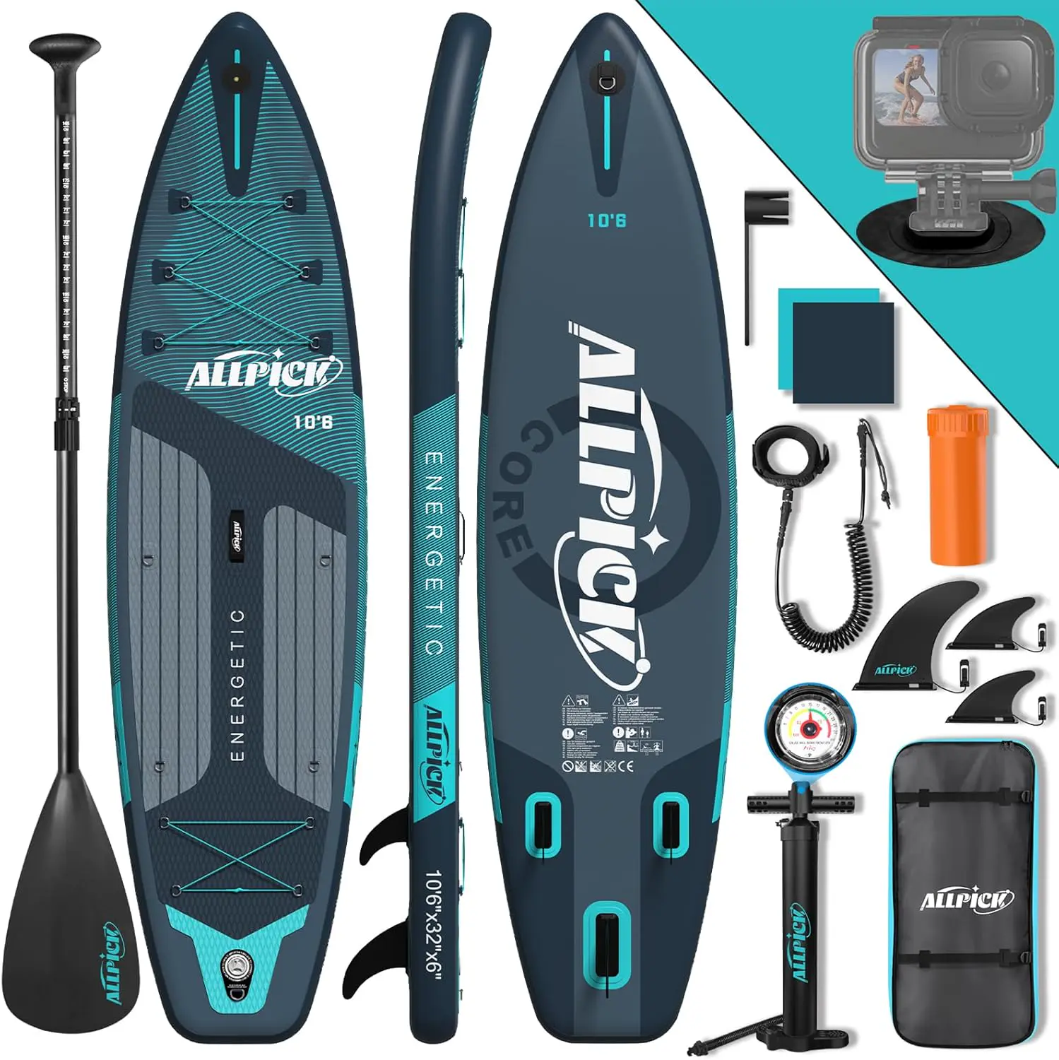 ALLPICK Paddle Gonflable, Kit de Padelsurf de Stand Up Paddle Sup
