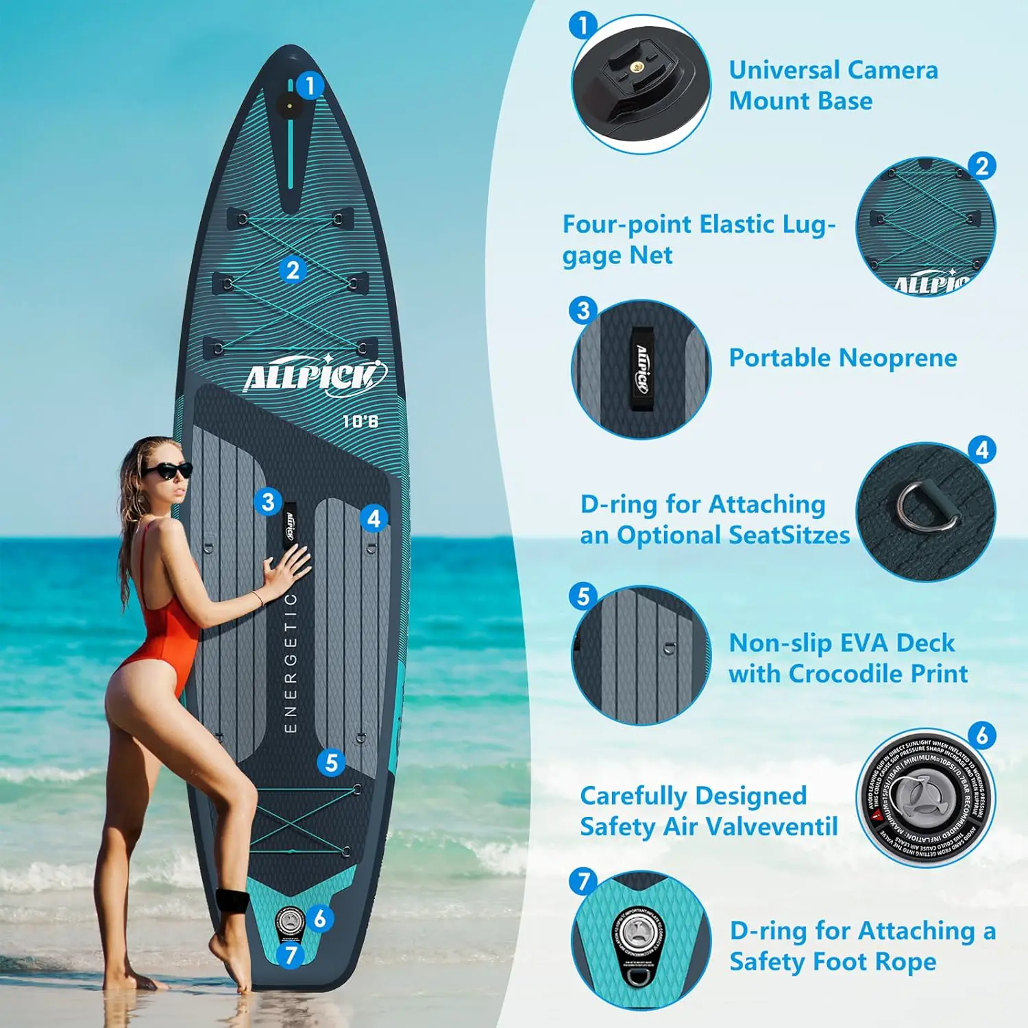 Paddle gonflable vert vue 4