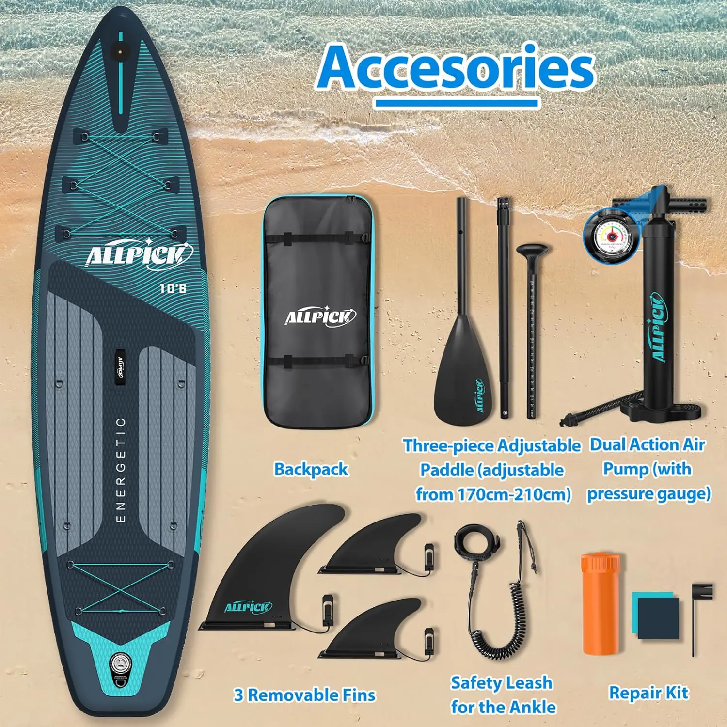 Paddle gonflable vert vue 6