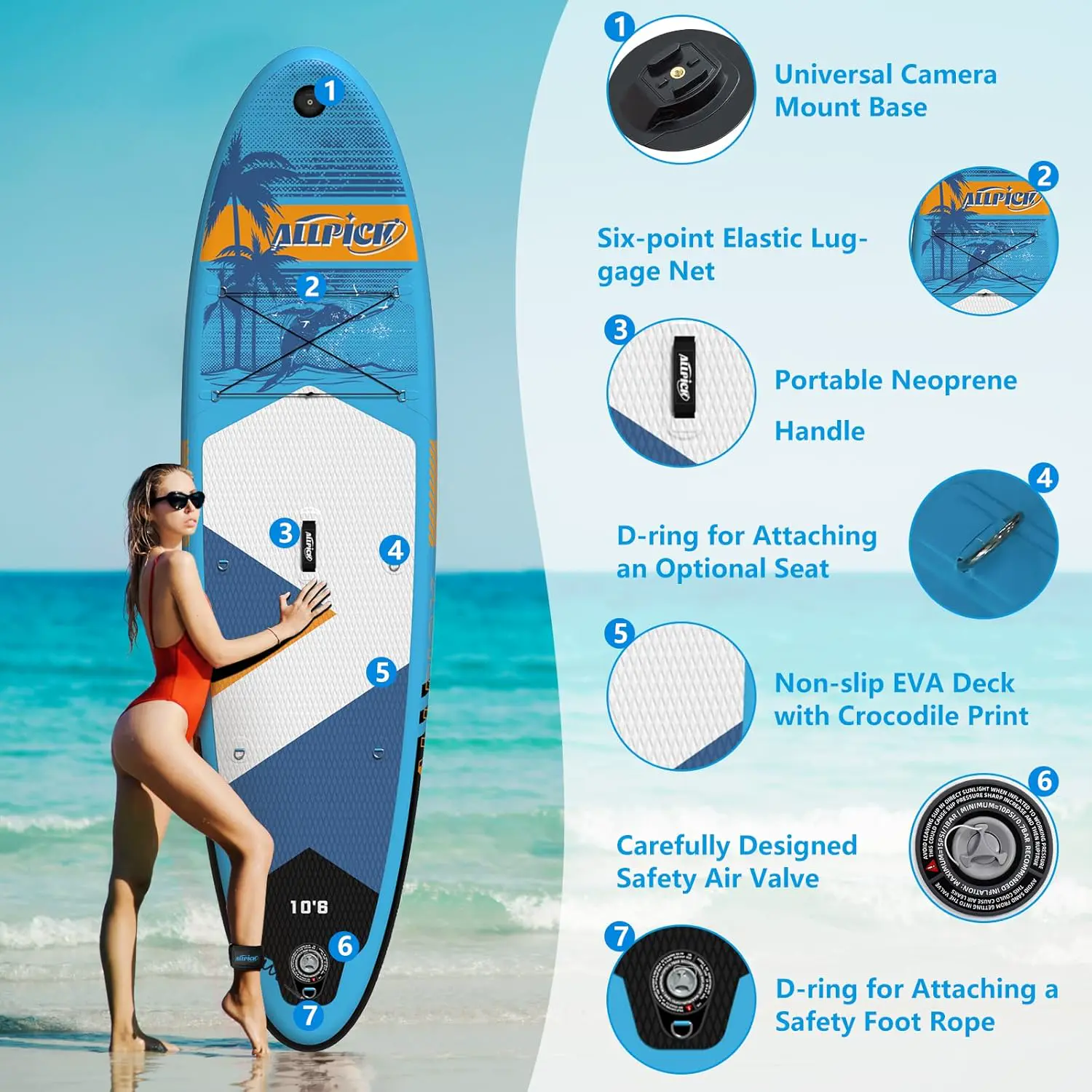 Paddle gonflable bleu vue 4