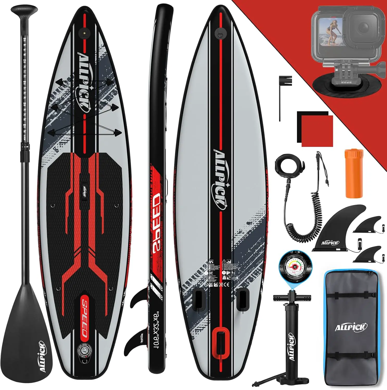 ALLPICK Paddle Gonflable, Kit de Padelsurf de Stand Up Paddle Sup