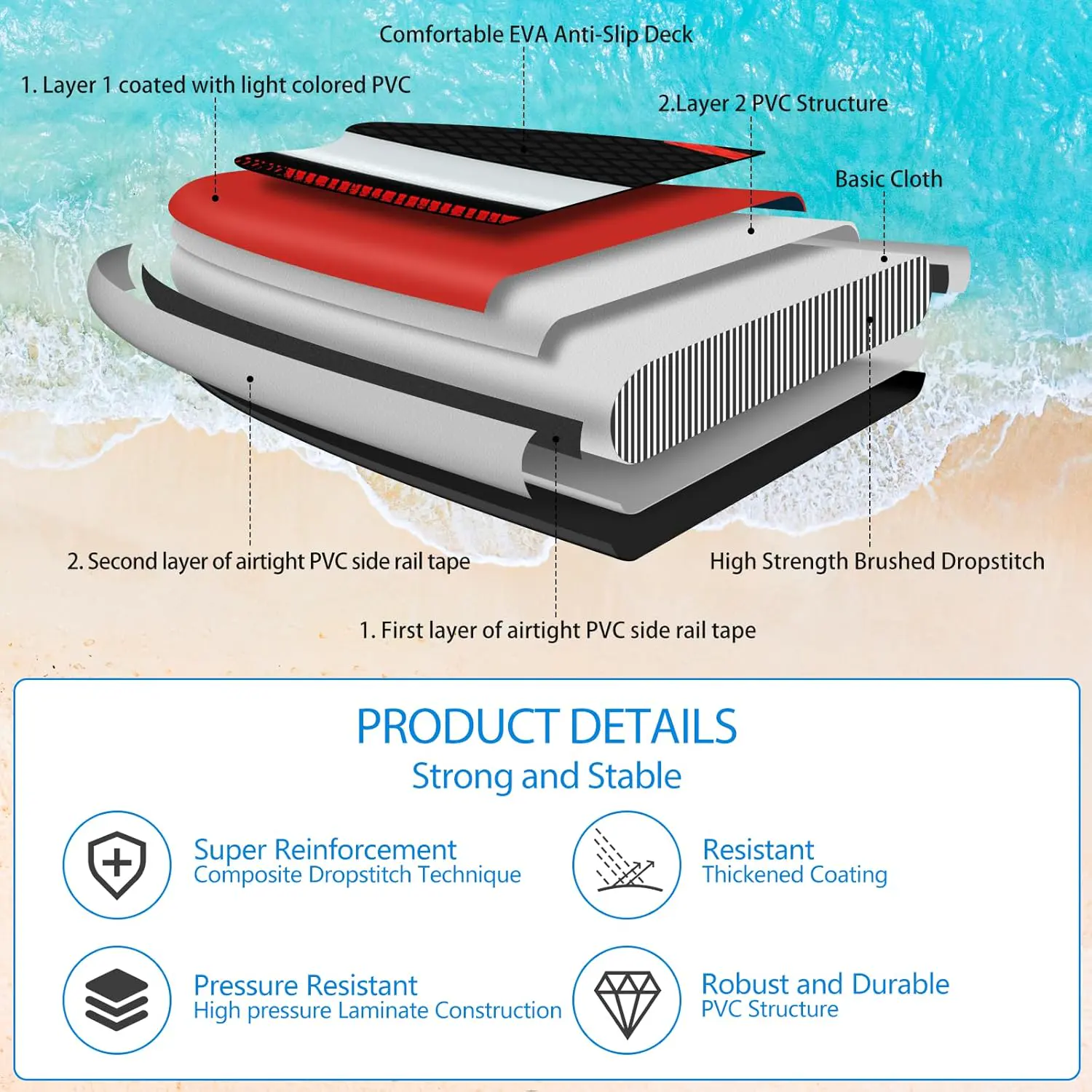 Paddle gonflable rouge vue 2