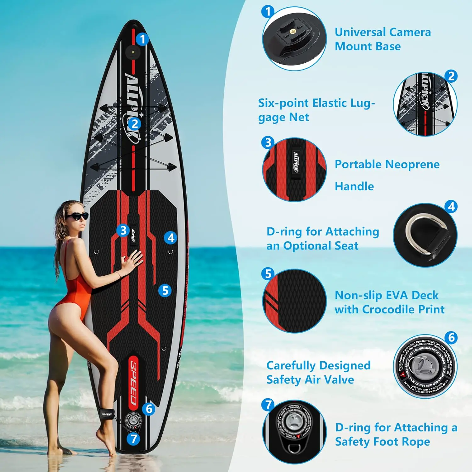 Paddle gonflable rouge vue 4