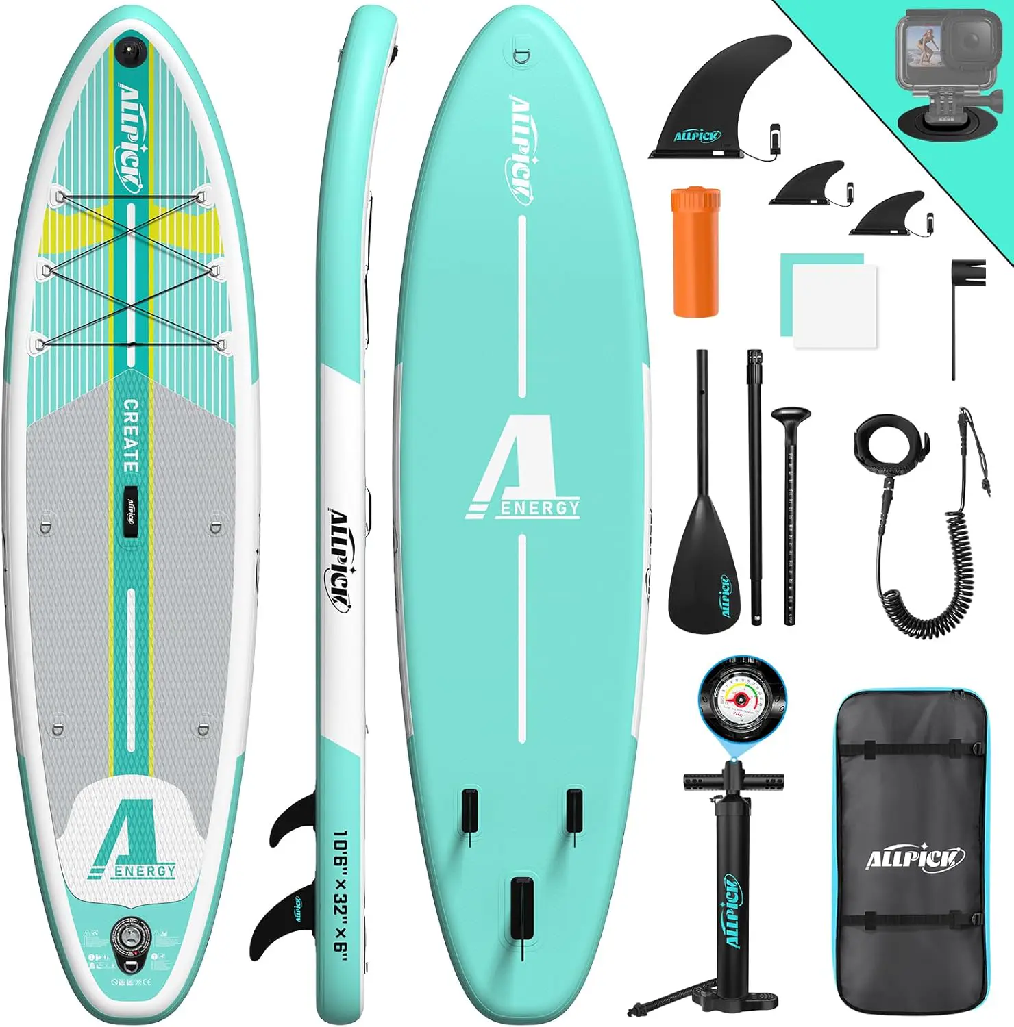 ALLPICK Paddle Gonflable, Kit de Padelsurf de Stand Up Paddle Sup