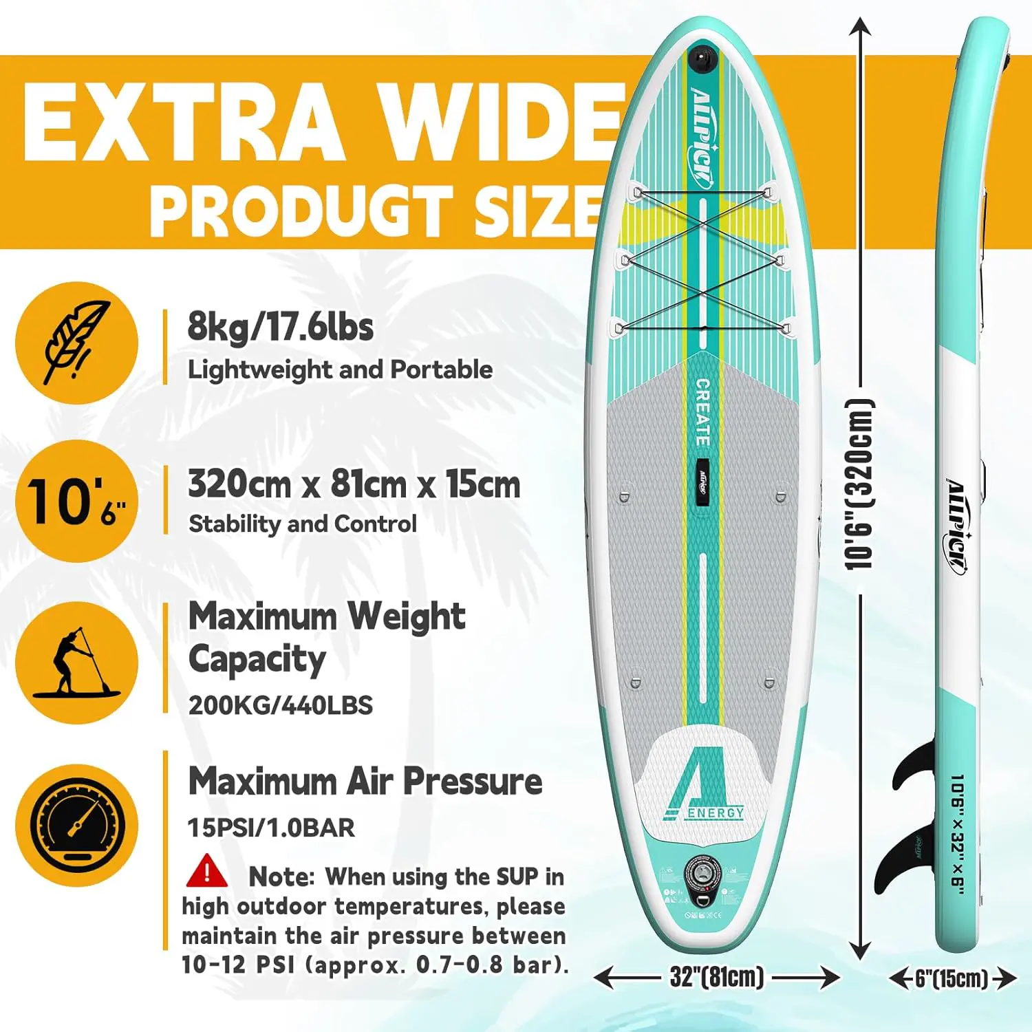 Paddle gonflable ALLPICK Paddle Gonflable, Kit de Padelsurf de… vue 3
