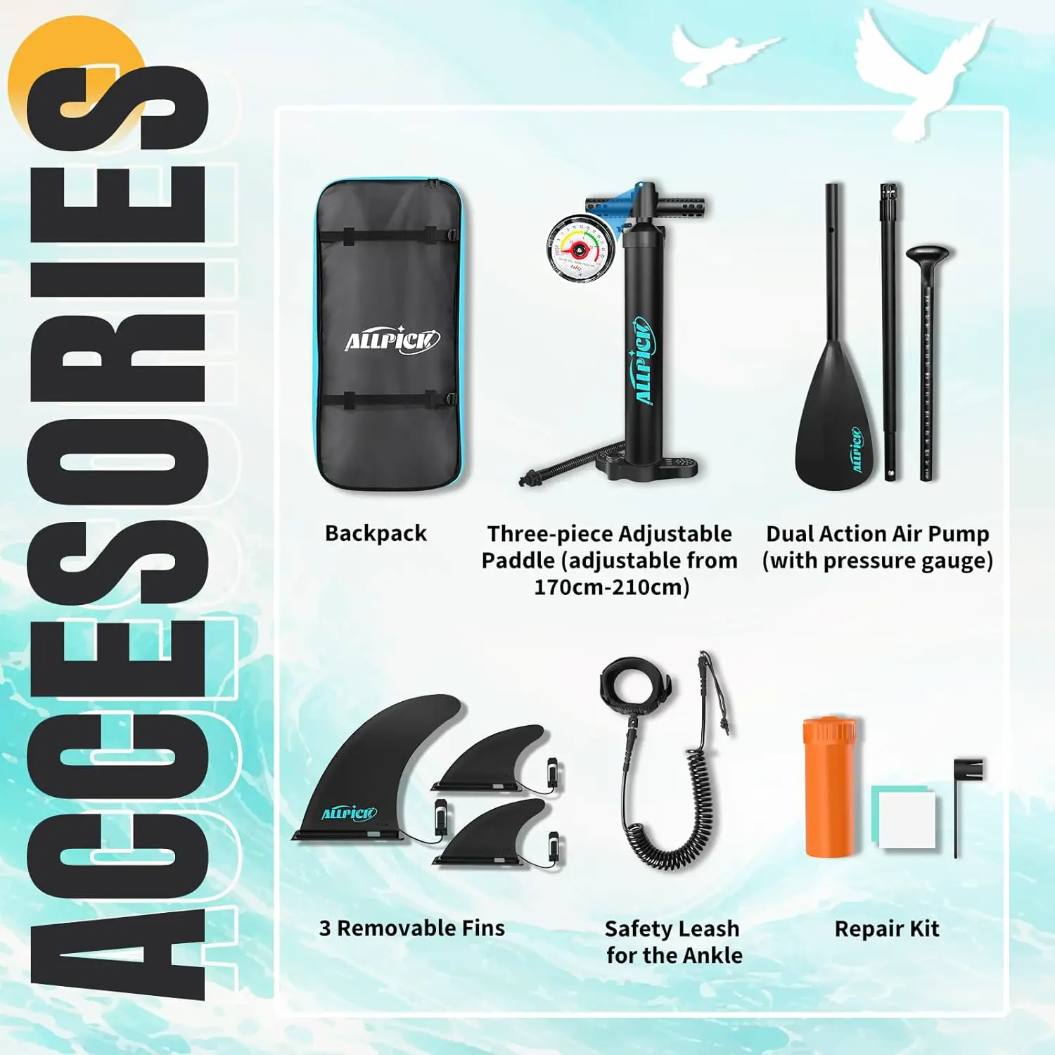 Paddle gonflable ALLPICK Paddle Gonflable, Kit de Padelsurf de… vue 6