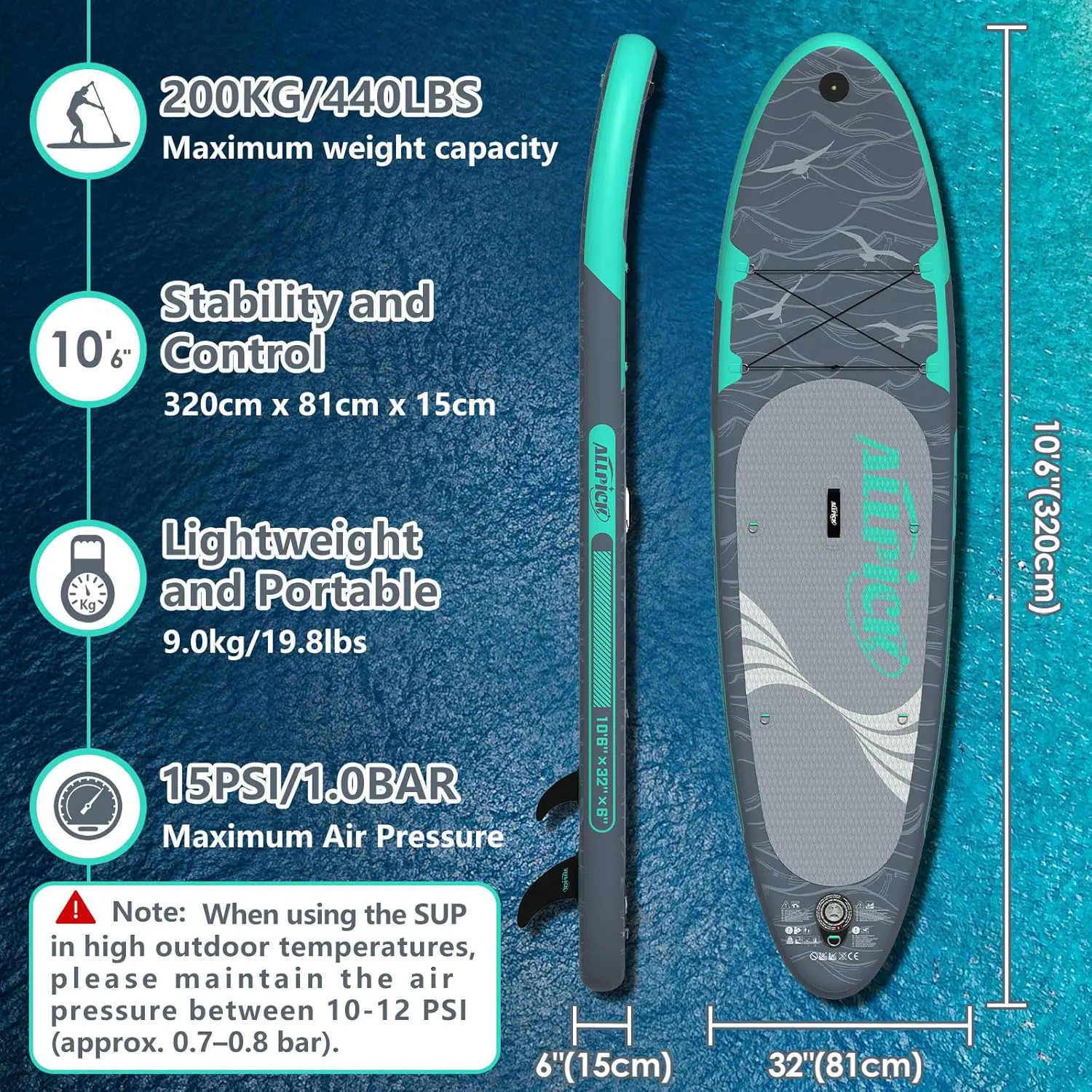 Paddle gonflable rose vue 3