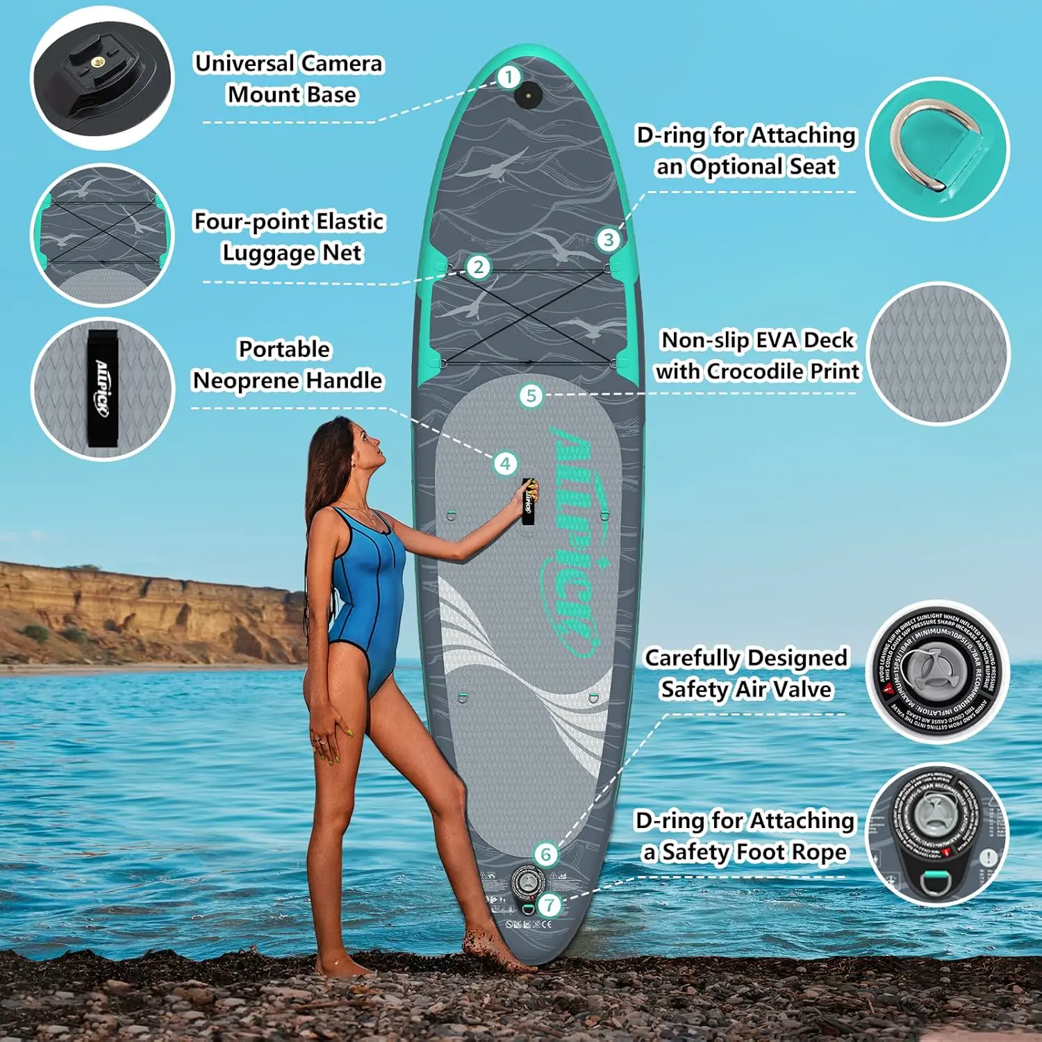 Paddle gonflable rose vue 4
