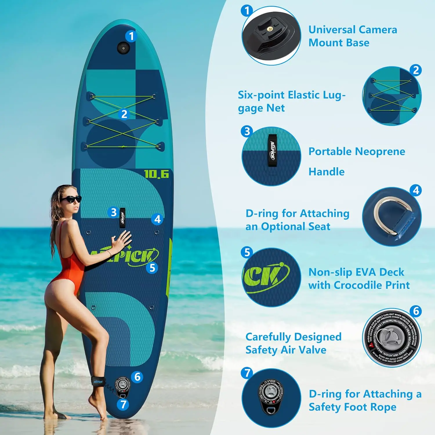 Paddle gonflable bleu vue 4